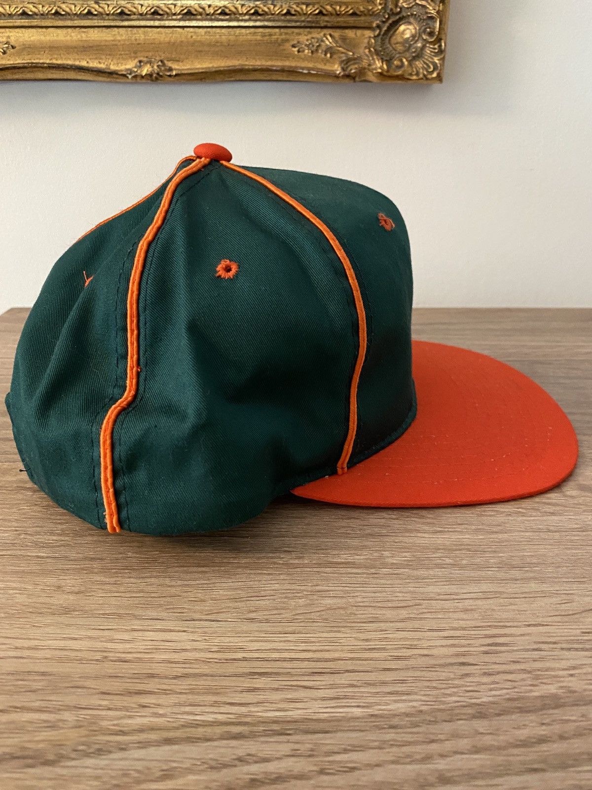 Vintage Vintage 80’s Green & Orange Blank Snap Back Hat Cap Size ONE SIZE - 4 Thumbnail