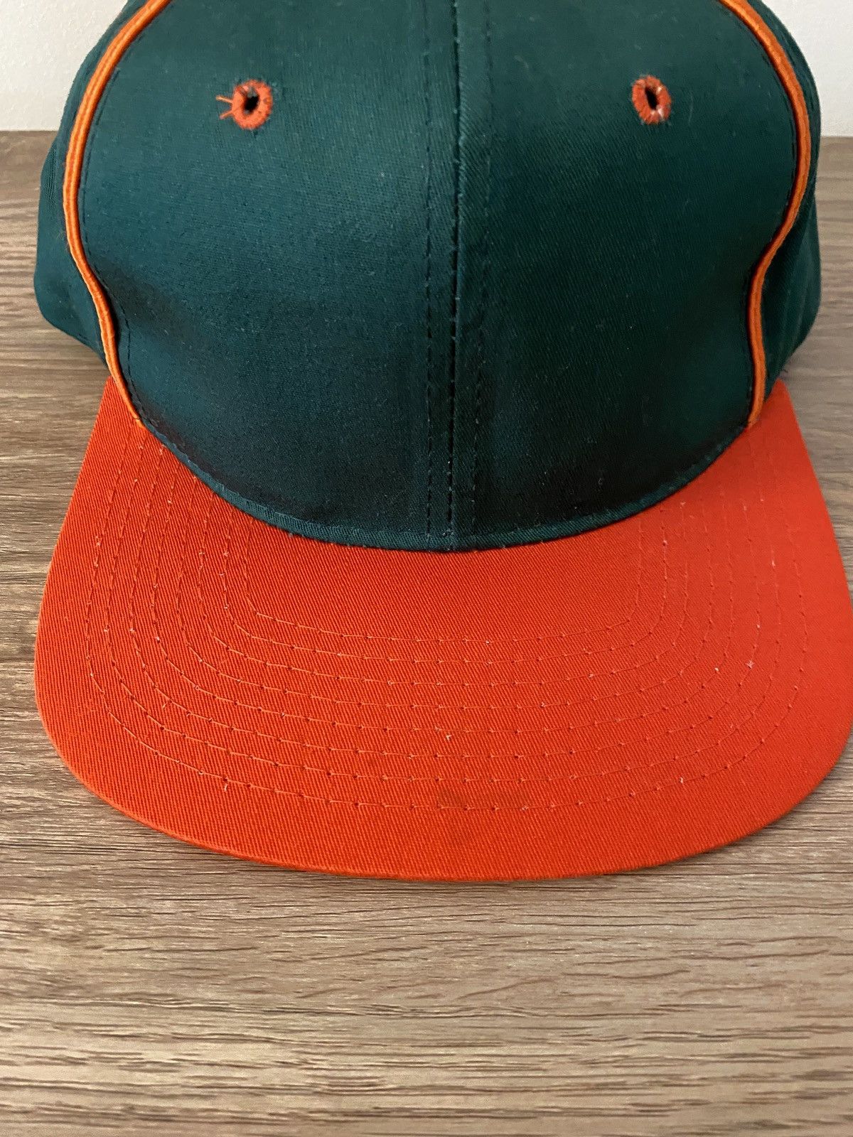 Vintage Vintage 80’s Green & Orange Blank Snap Back Hat Cap Size ONE SIZE - 2 Thumbnail