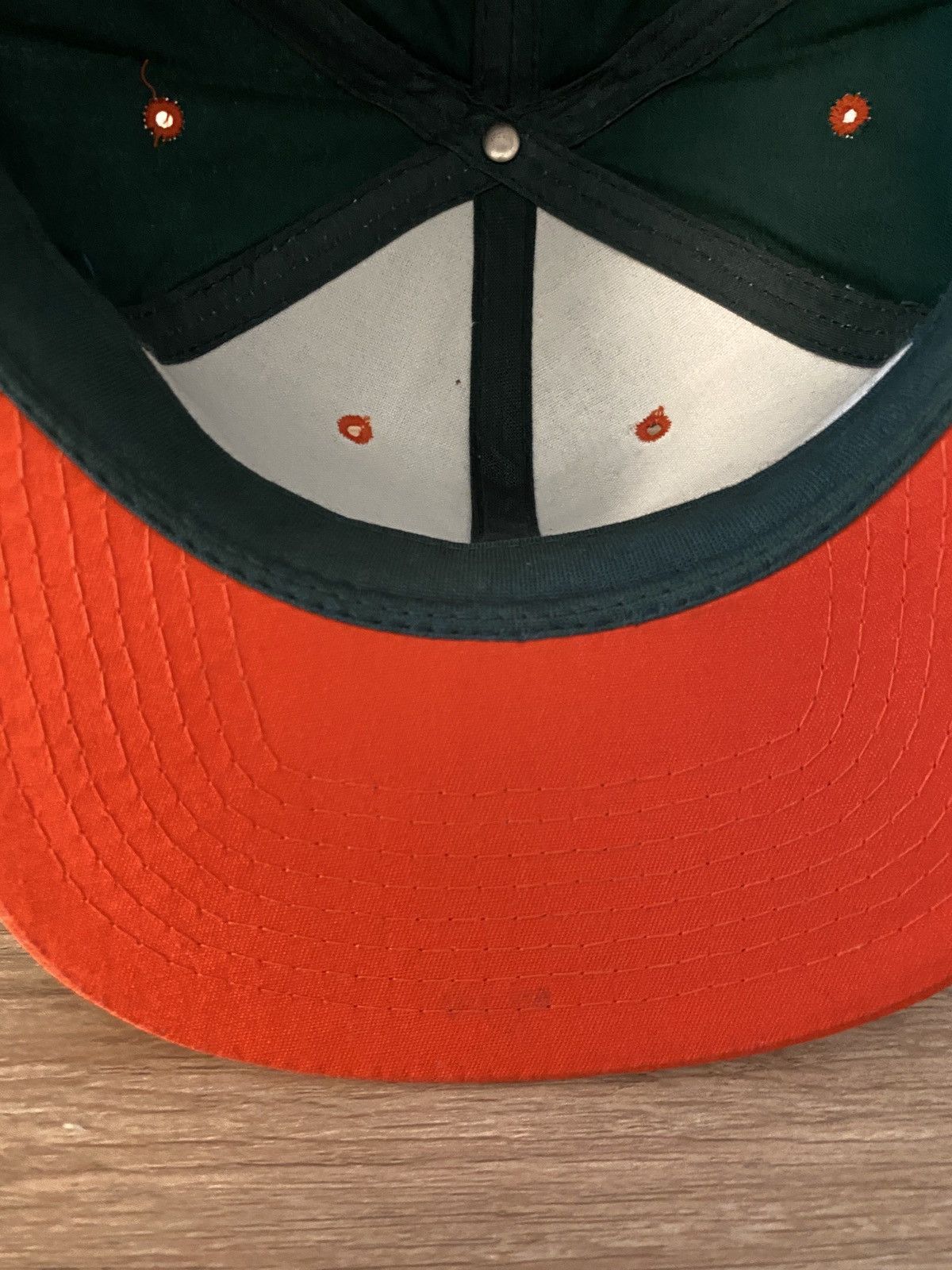 Vintage Vintage 80’s Green & Orange Blank Snap Back Hat Cap Size ONE SIZE - 8 Thumbnail