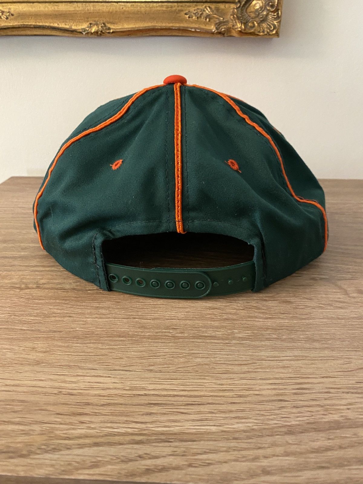Vintage Vintage 80’s Green & Orange Blank Snap Back Hat Cap Size ONE SIZE - 5 Thumbnail