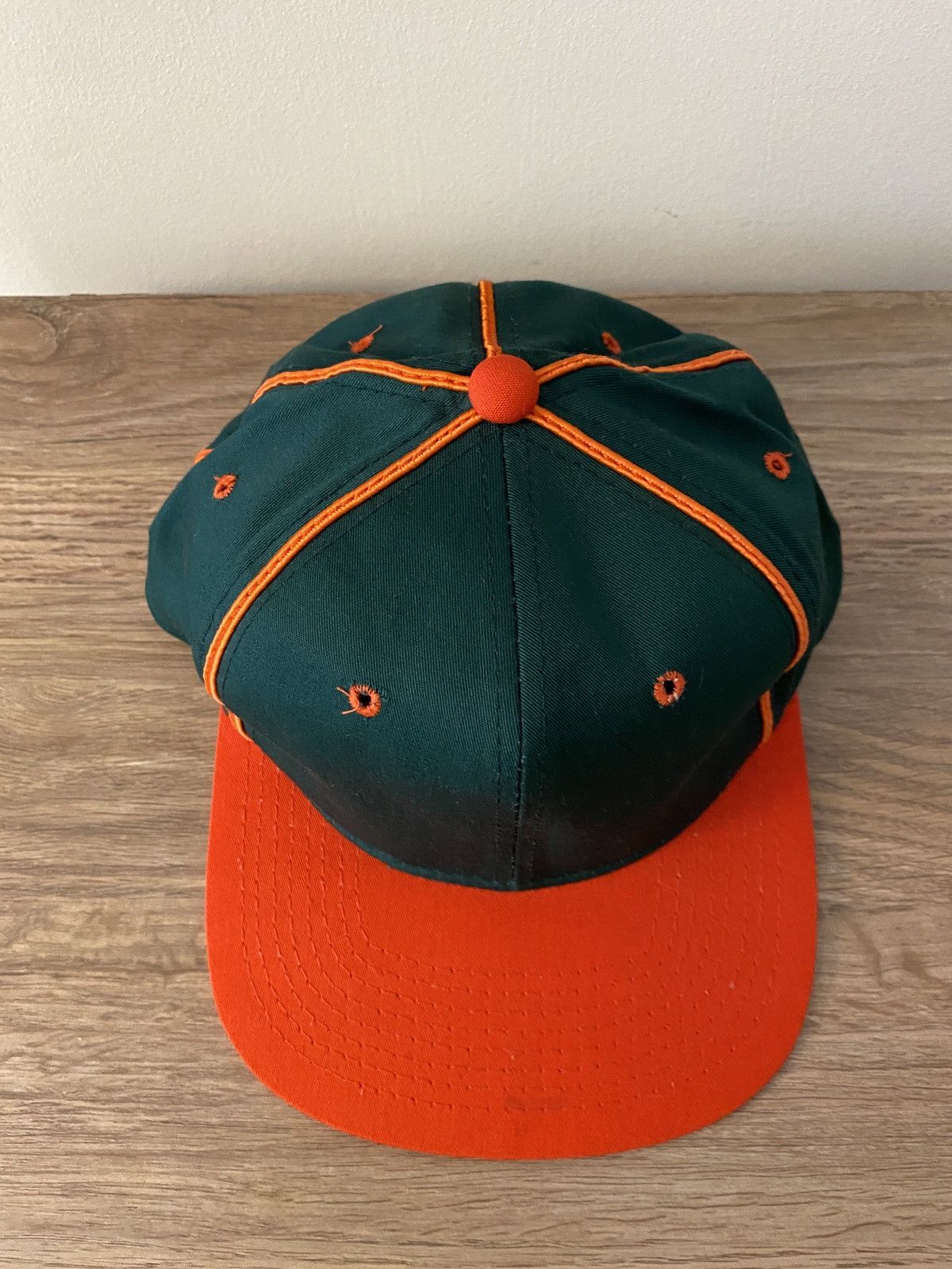 Vintage Vintage 80’s Green & Orange Blank Snap Back Hat Cap Size ONE SIZE - 3 Thumbnail
