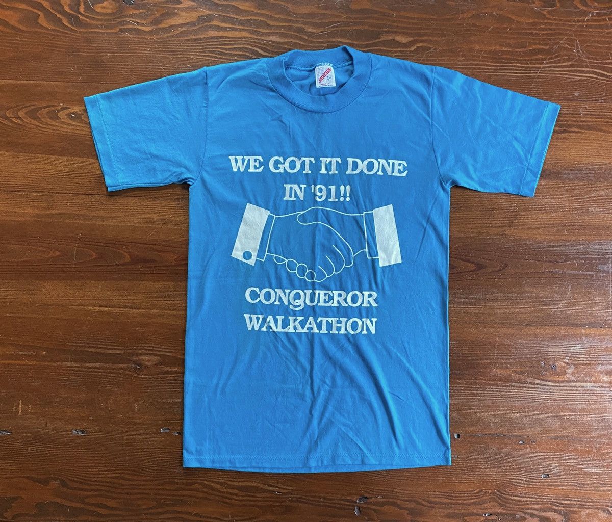 Jerzees Vintage 1991 90s Conqueror Fitness Walkathon Jerzees Tee Size US S / EU 44-46 / 1 - 1 Thumbnail