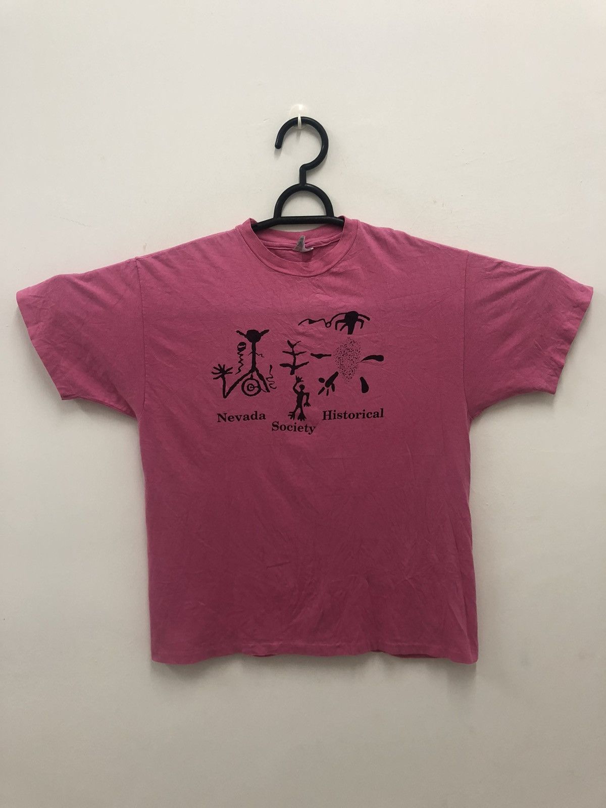 image of Hanes x Made In USA Vintage 90's Nevada Society Historical Tourism Art Shirt in Pink, Men's (Size X