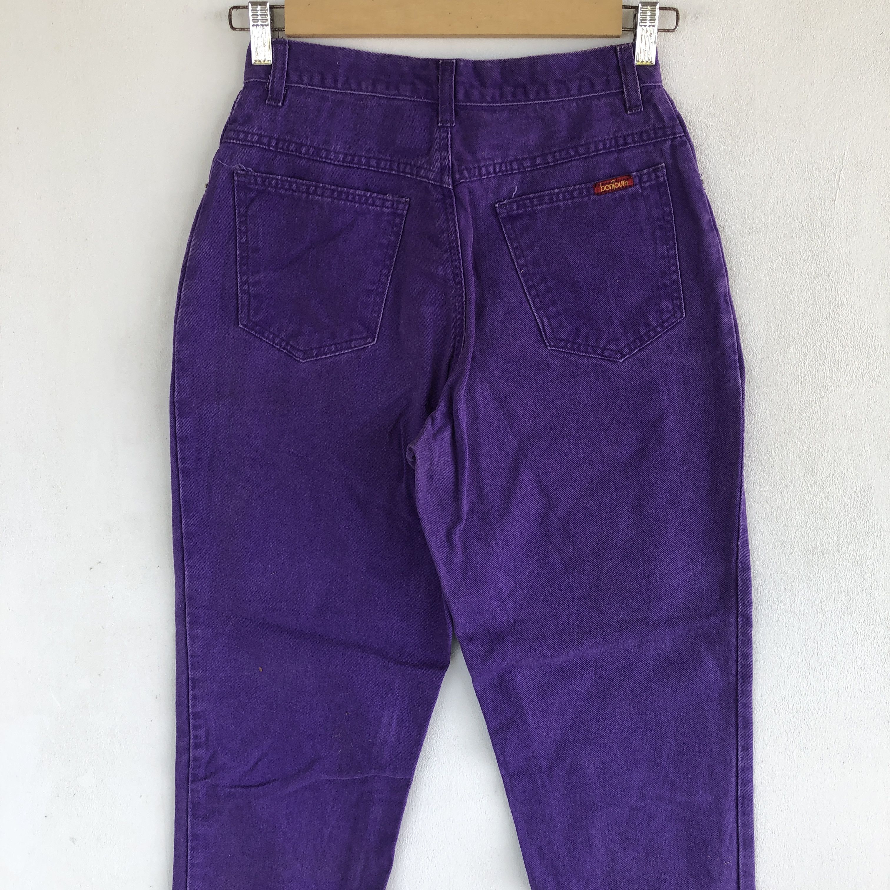Vintage Vintage Bonjour Jeans Purple Fly Button Bonjour Baggy Denim Size 22" - 4 Thumbnail
