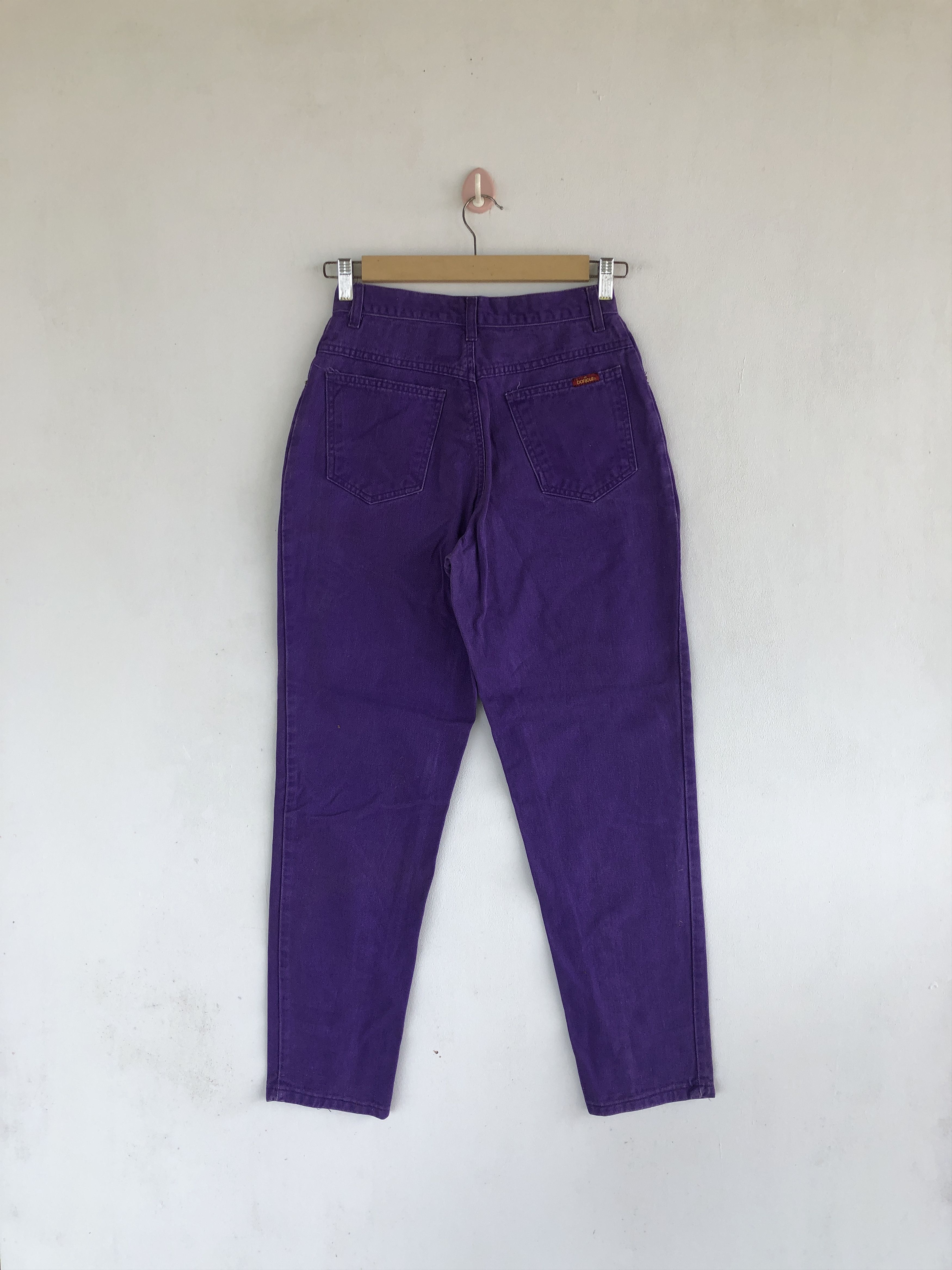 Vintage Vintage Bonjour Jeans Purple Fly Button Bonjour Baggy Denim Size 22" - 2 Thumbnail