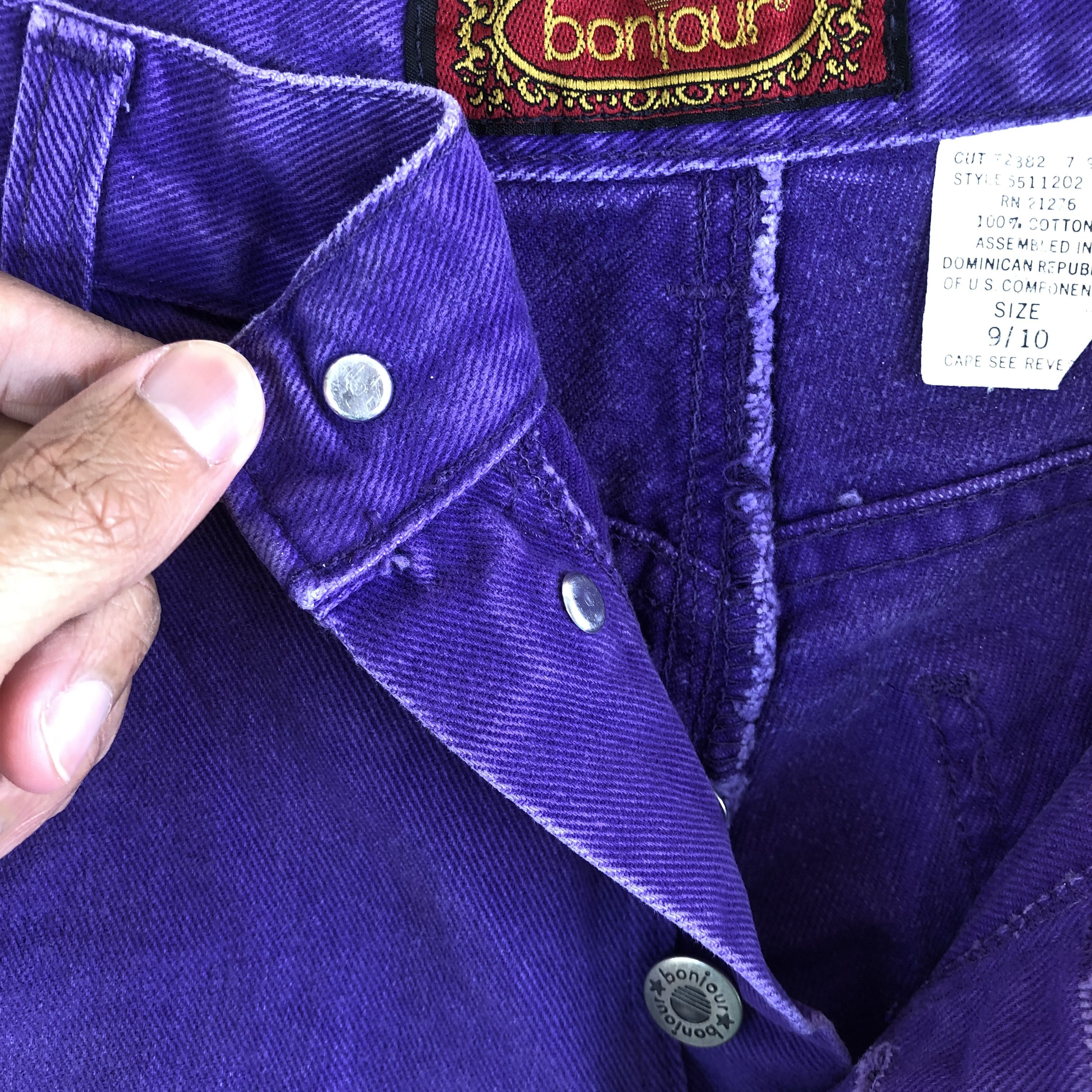 Vintage Vintage Bonjour Jeans Purple Fly Button Bonjour Baggy Denim Size 22" - 7 Thumbnail