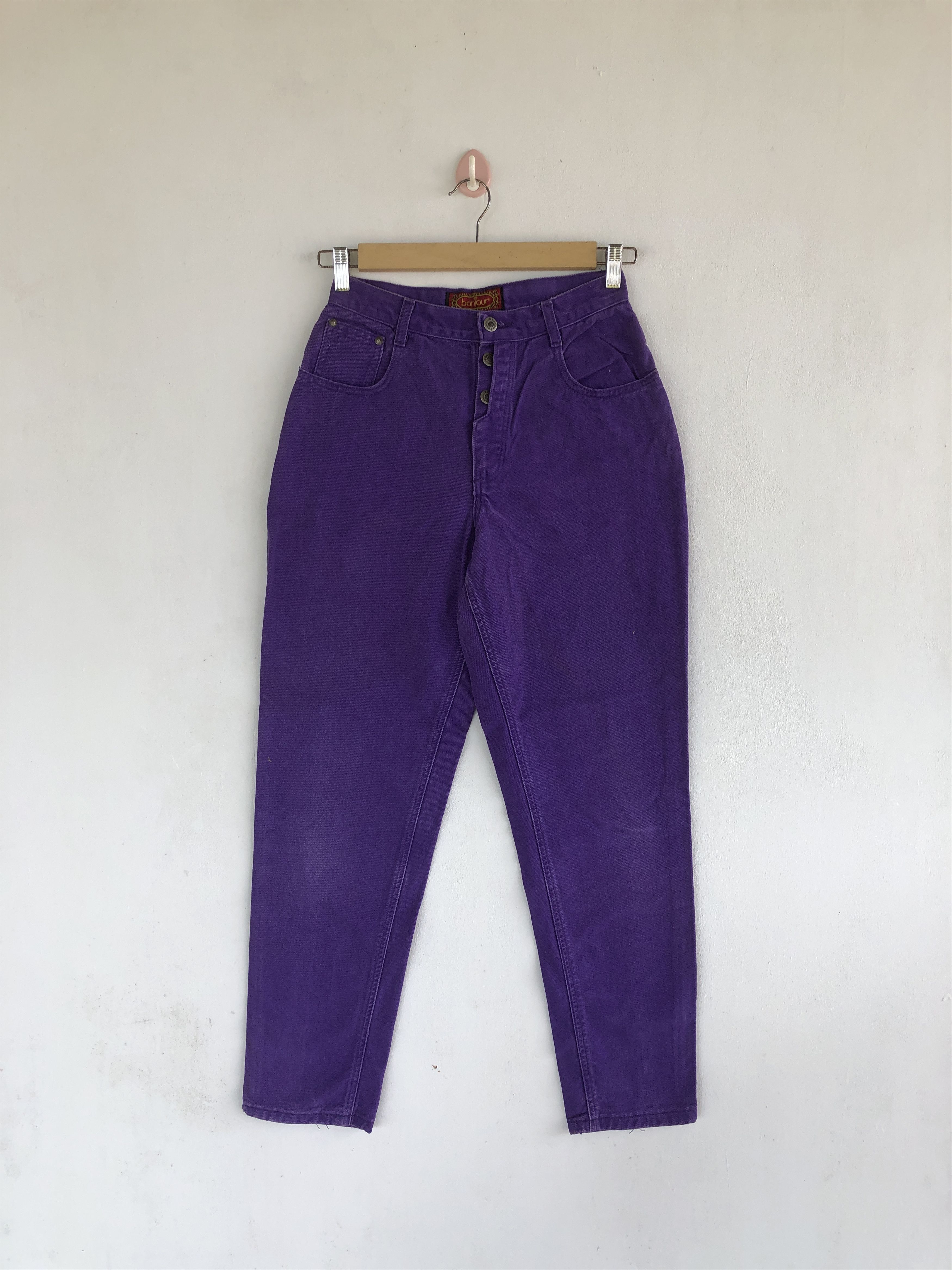 Vintage Vintage Bonjour Jeans Purple Fly Button Bonjour Baggy Denim Size 22" - 1 Thumbnail