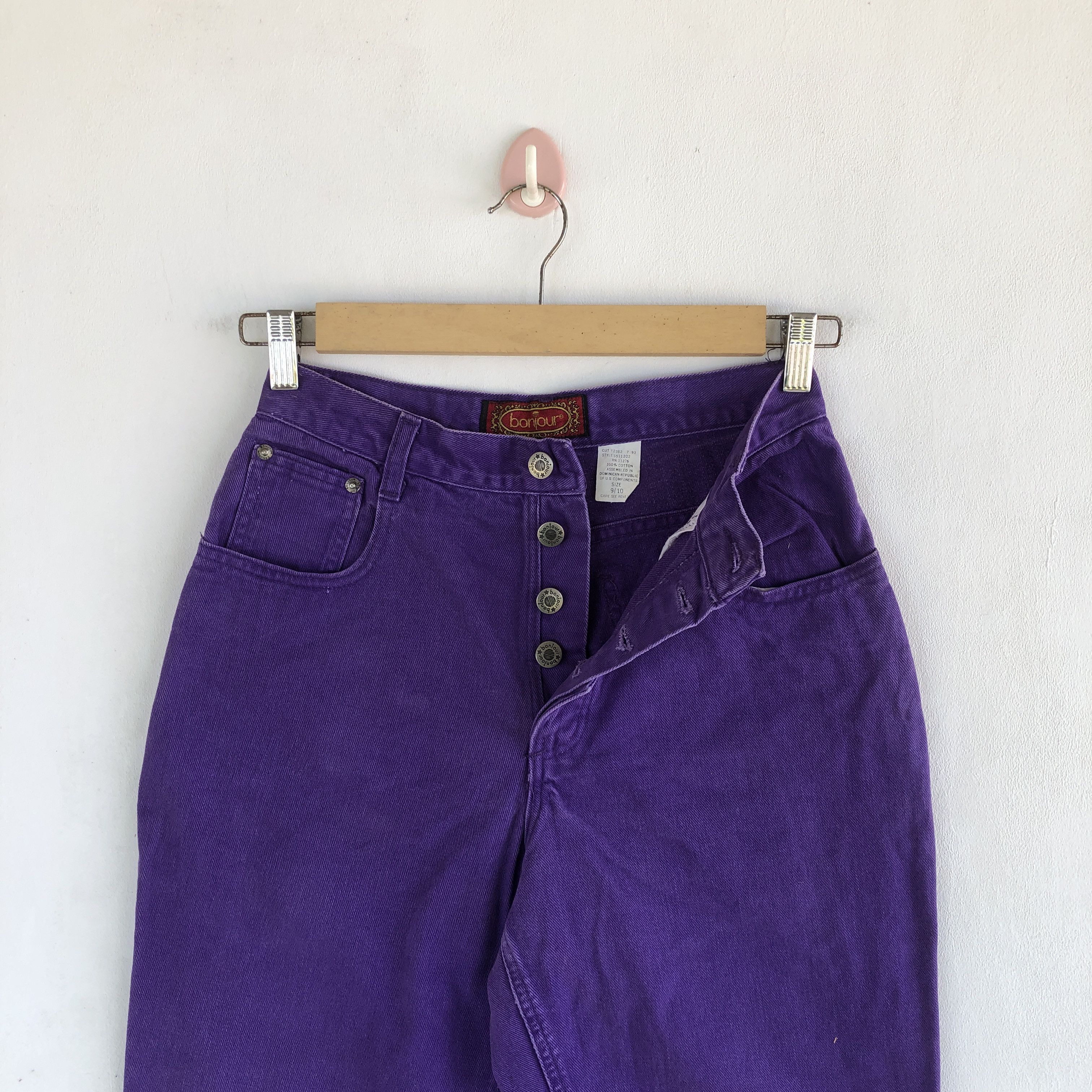 Vintage Vintage Bonjour Jeans Purple Fly Button Bonjour Baggy Denim Size 22" - 6 Thumbnail
