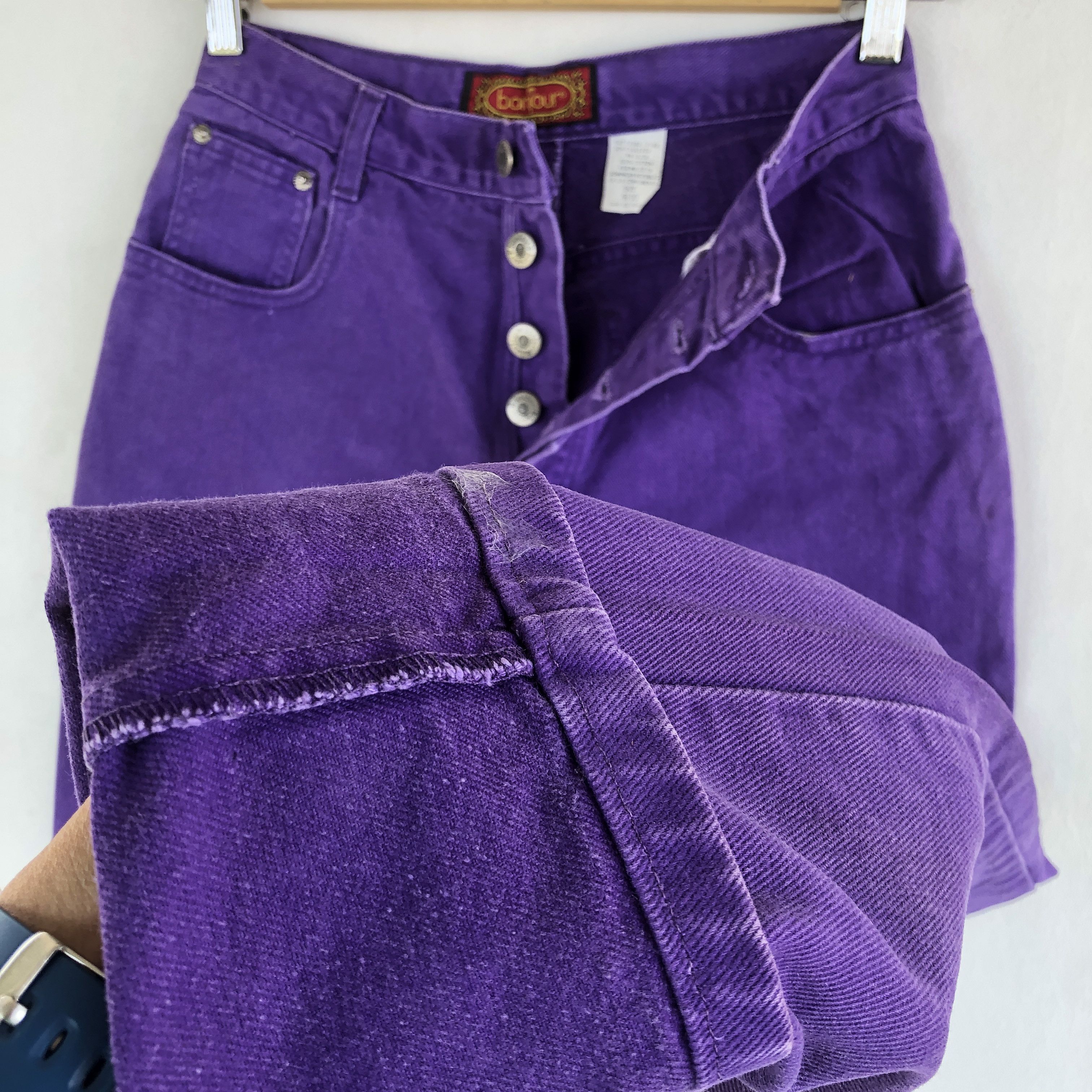 Vintage Vintage Bonjour Jeans Purple Fly Button Bonjour Baggy Denim Size 22" - 8 Thumbnail