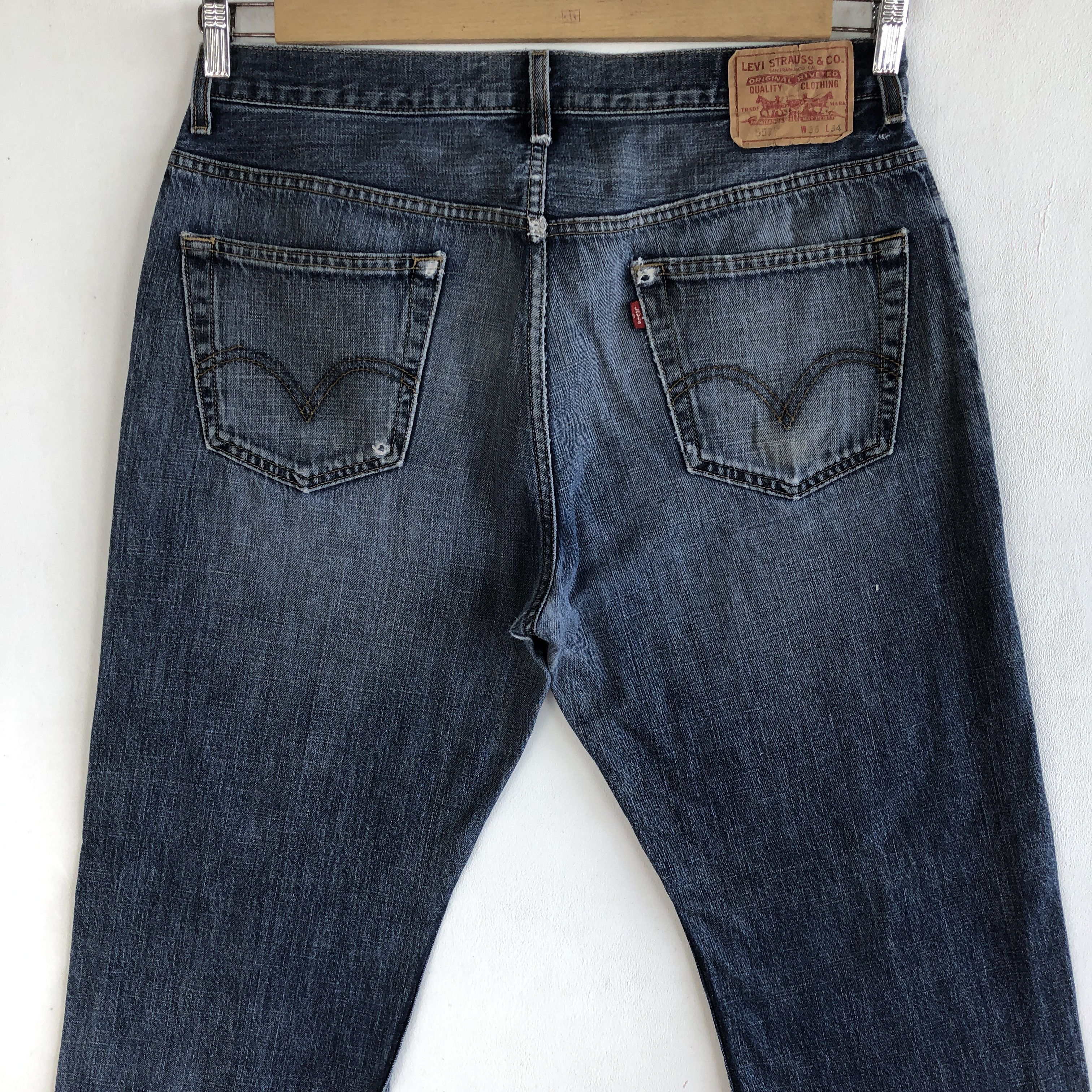 Levi's Vintage Levis Jeans Dark Blue Ripped Levi's Flared Denim Size US 34 / EU 50 - 4 Thumbnail