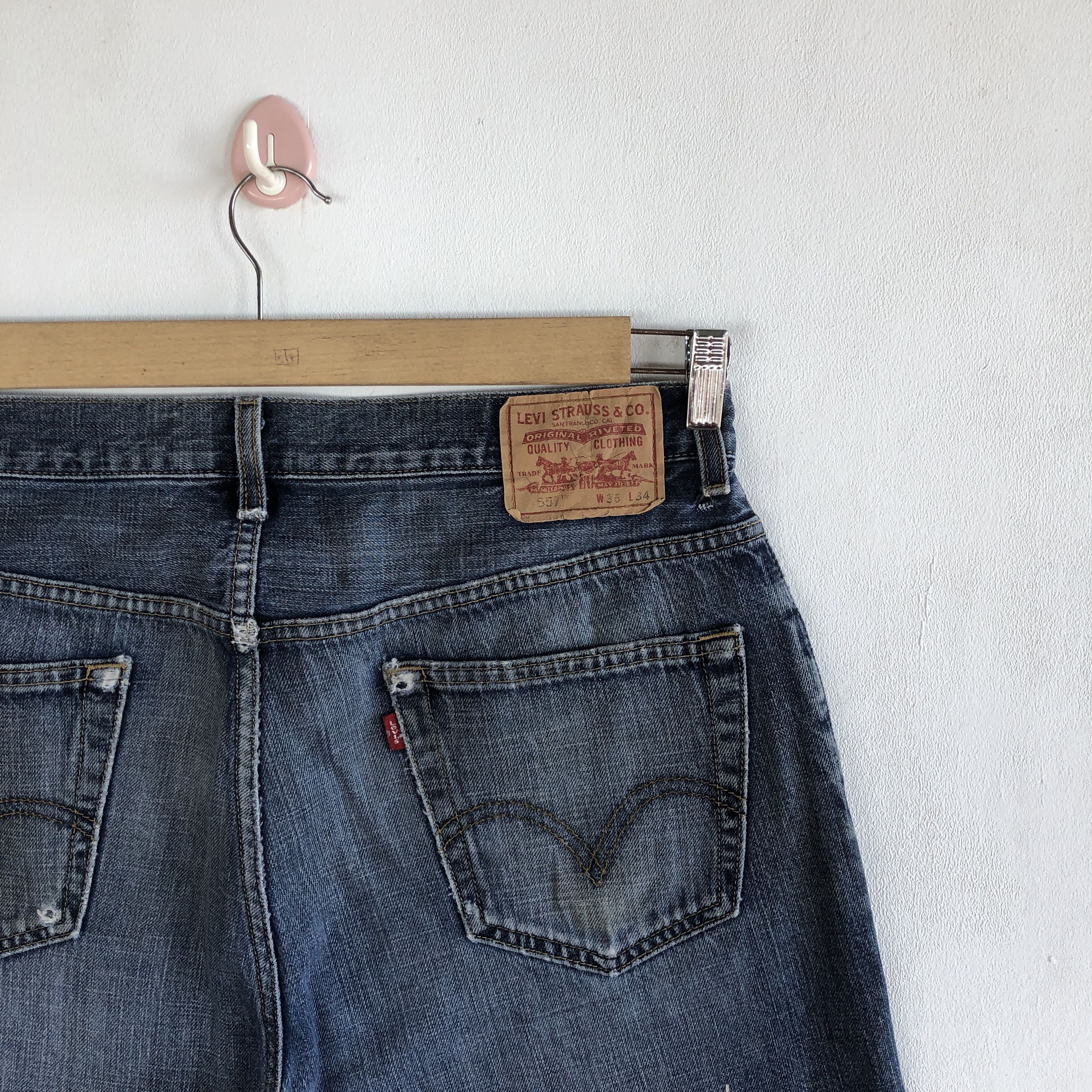 Levi's Vintage Levis Jeans Dark Blue Ripped Levi's Flared Denim Size US 34 / EU 50 - 5 Thumbnail