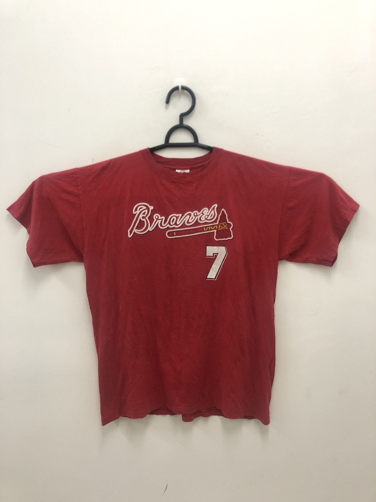 MLB Rare ATLANTA BRAVES 7 DREW Mlbpa Shirt Size US XXL / EU 58 / 5 - 1 Thumbnail