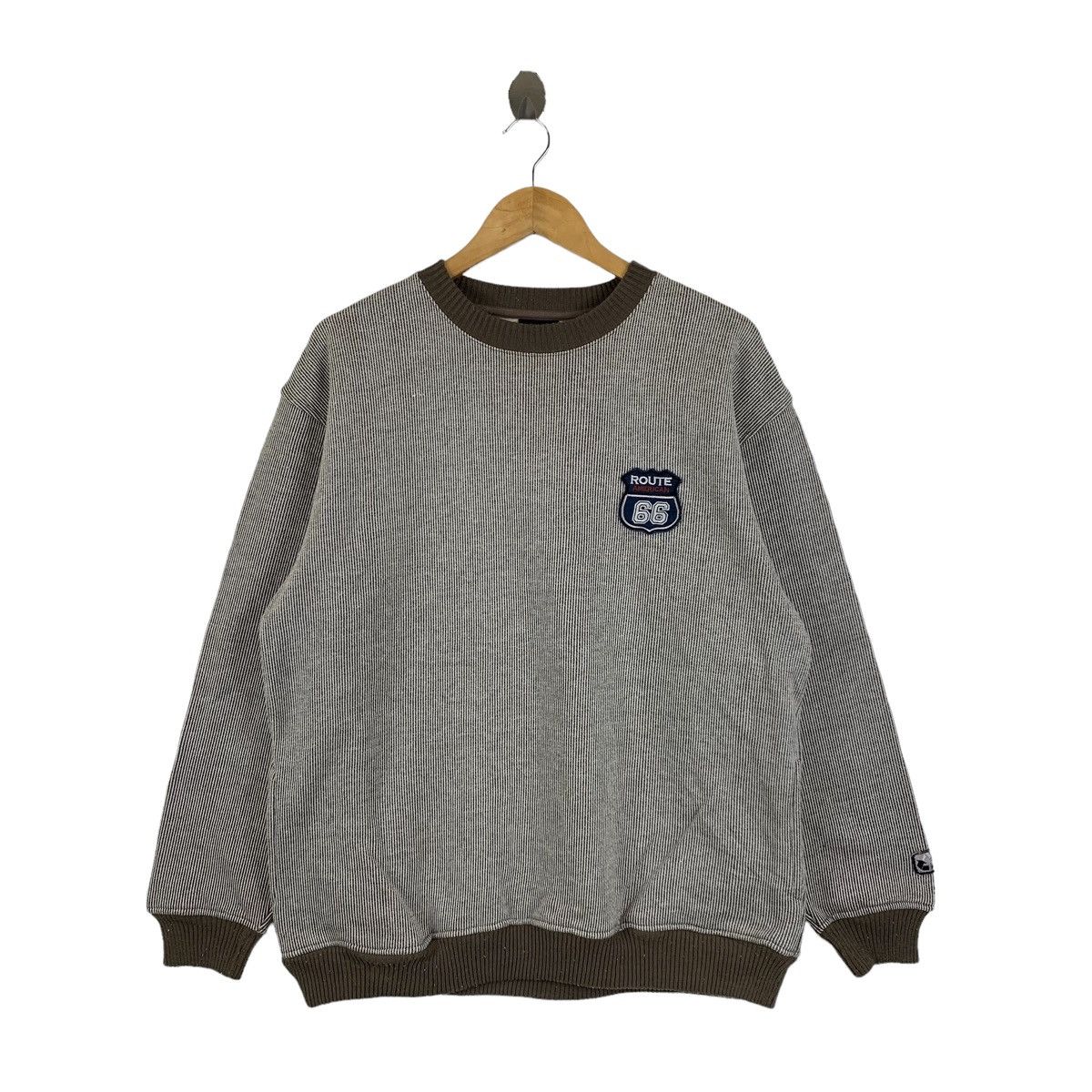 image of Vintage Route 66 American Street Small Logo Sweatshirt in Brown, Men's (Size Large)