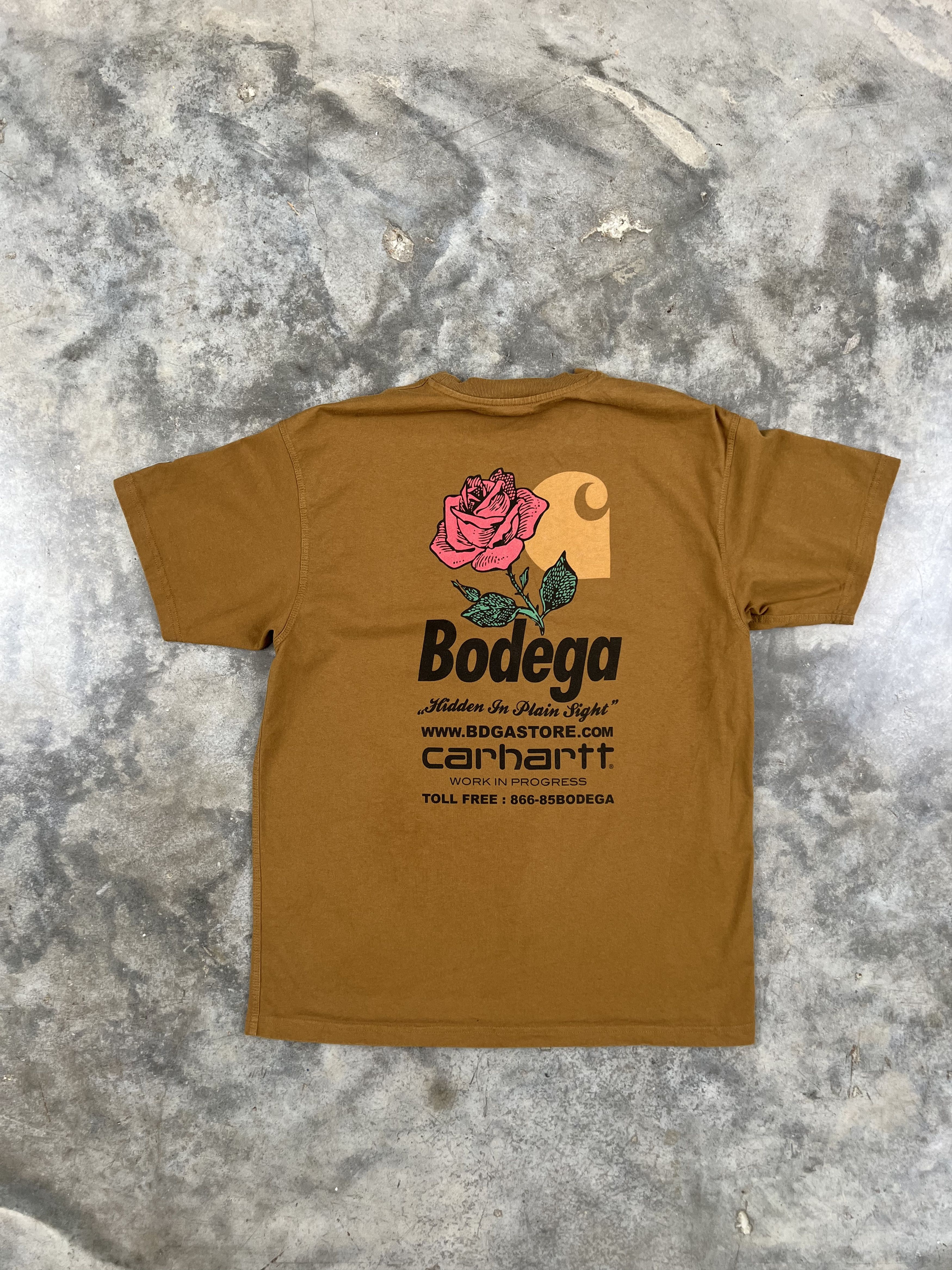 image of Bodega X Carhartt W.i.p Rose Shop Tee Duck Brown Large, Men's (Size Medium)