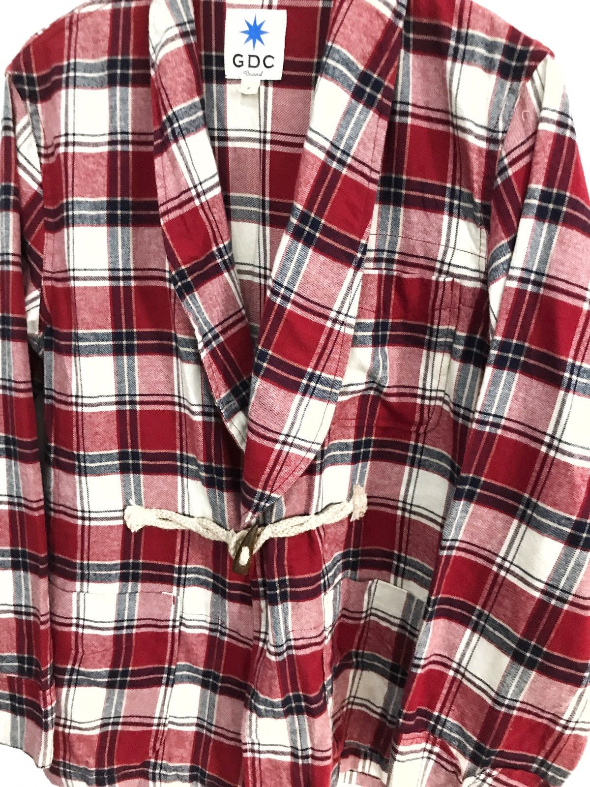 Japanese Brand GDC Wrap Kimono Cardigan Cotton Checked Tartan Plaid Jacket Size US M / EU 48-50 / 2 - 2 Thumbnail