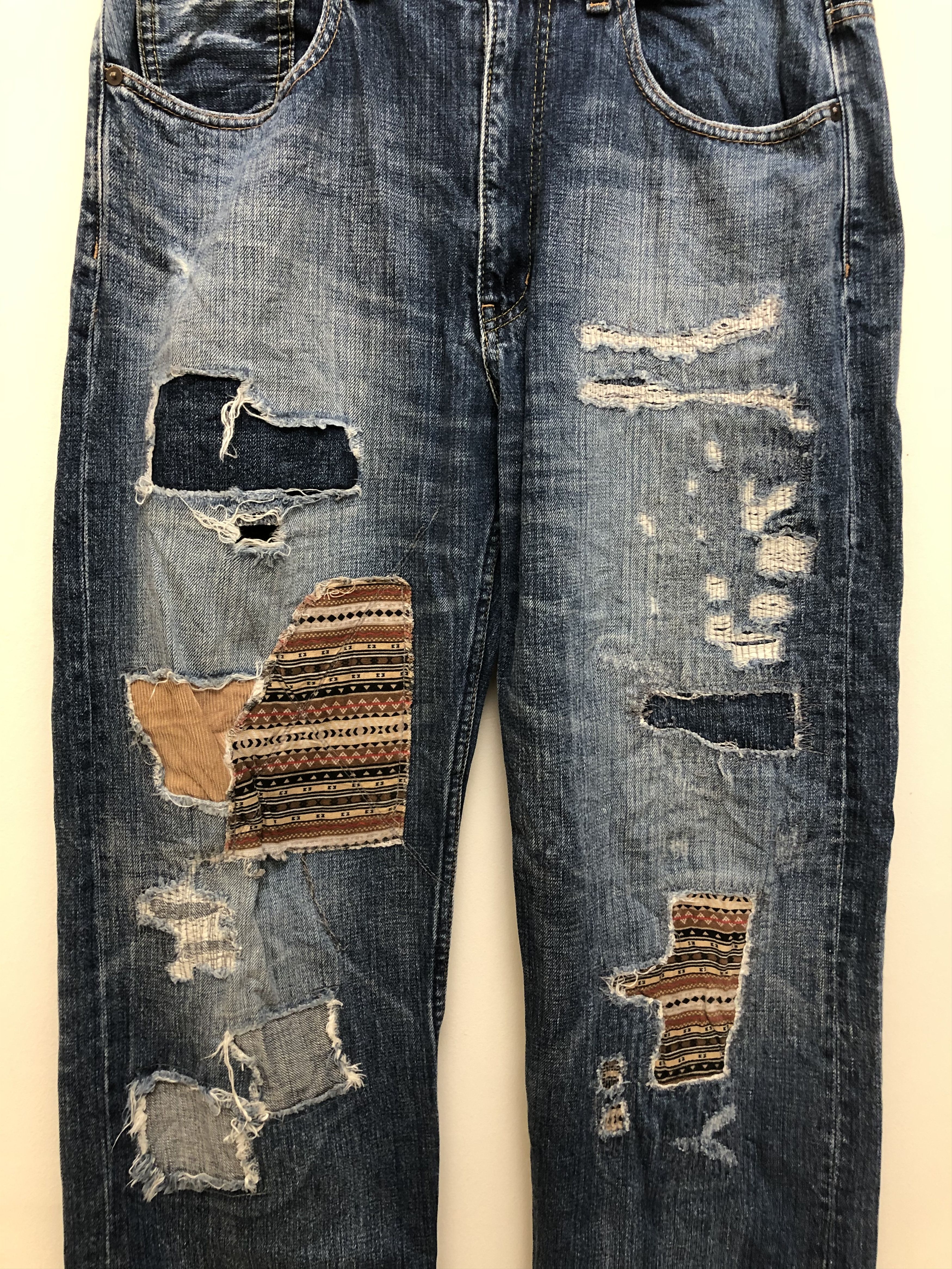 Japanese Brand Ill's Japanese Brand Patchwork Denim Jeans Waist 34 Size US 34 / EU 50 - 3 Thumbnail