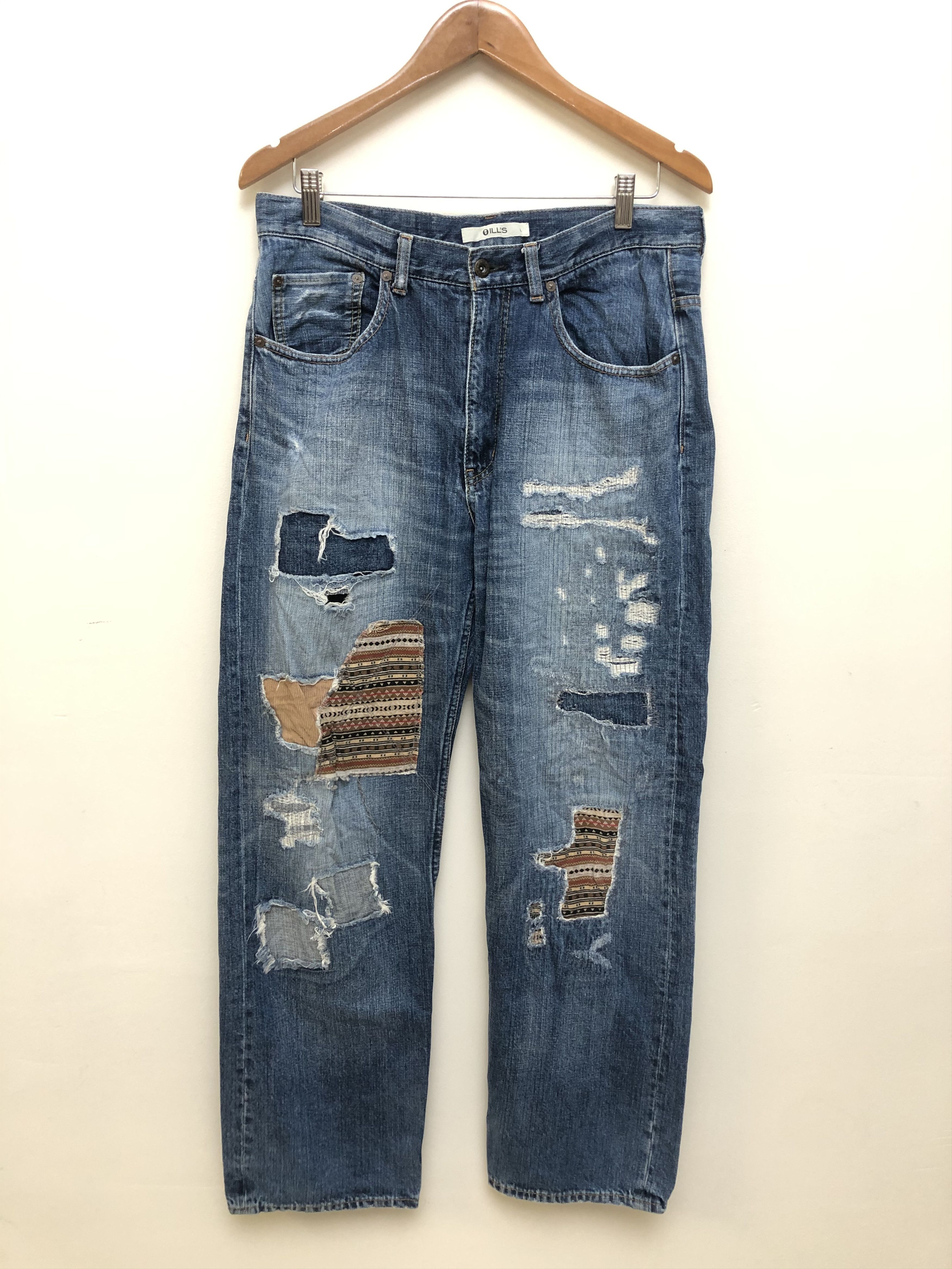 Japanese Brand Ill's Japanese Brand Patchwork Denim Jeans Waist 34 Size US 34 / EU 50 - 1 Thumbnail