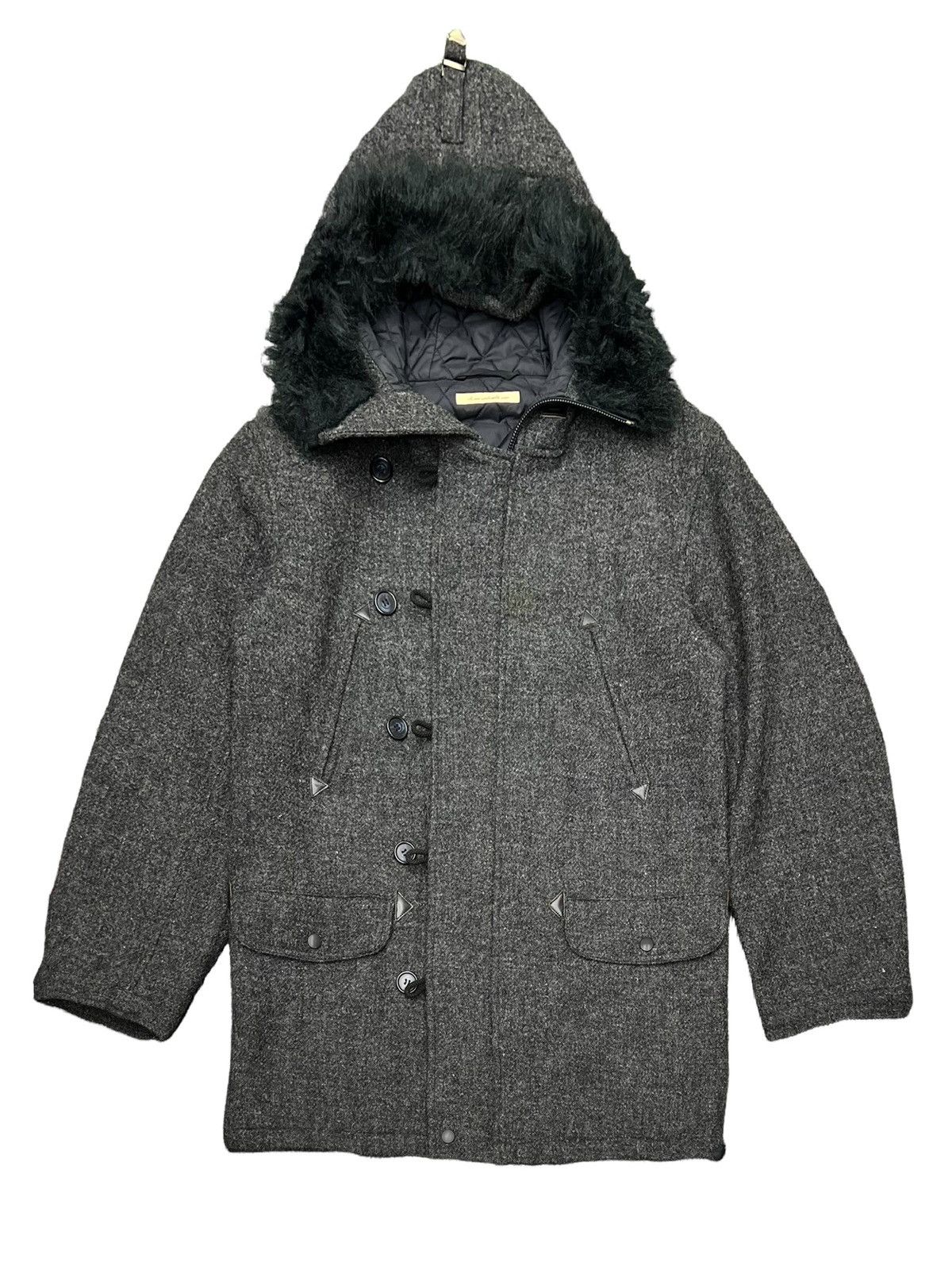 Beams Plus × Harris Tweed VINTAGE BEAMS X HARRIS TWEED JACKET WOOL FUR HOODIE COAT Size US M / EU 48-50 / 2 - 4 Thumbnail