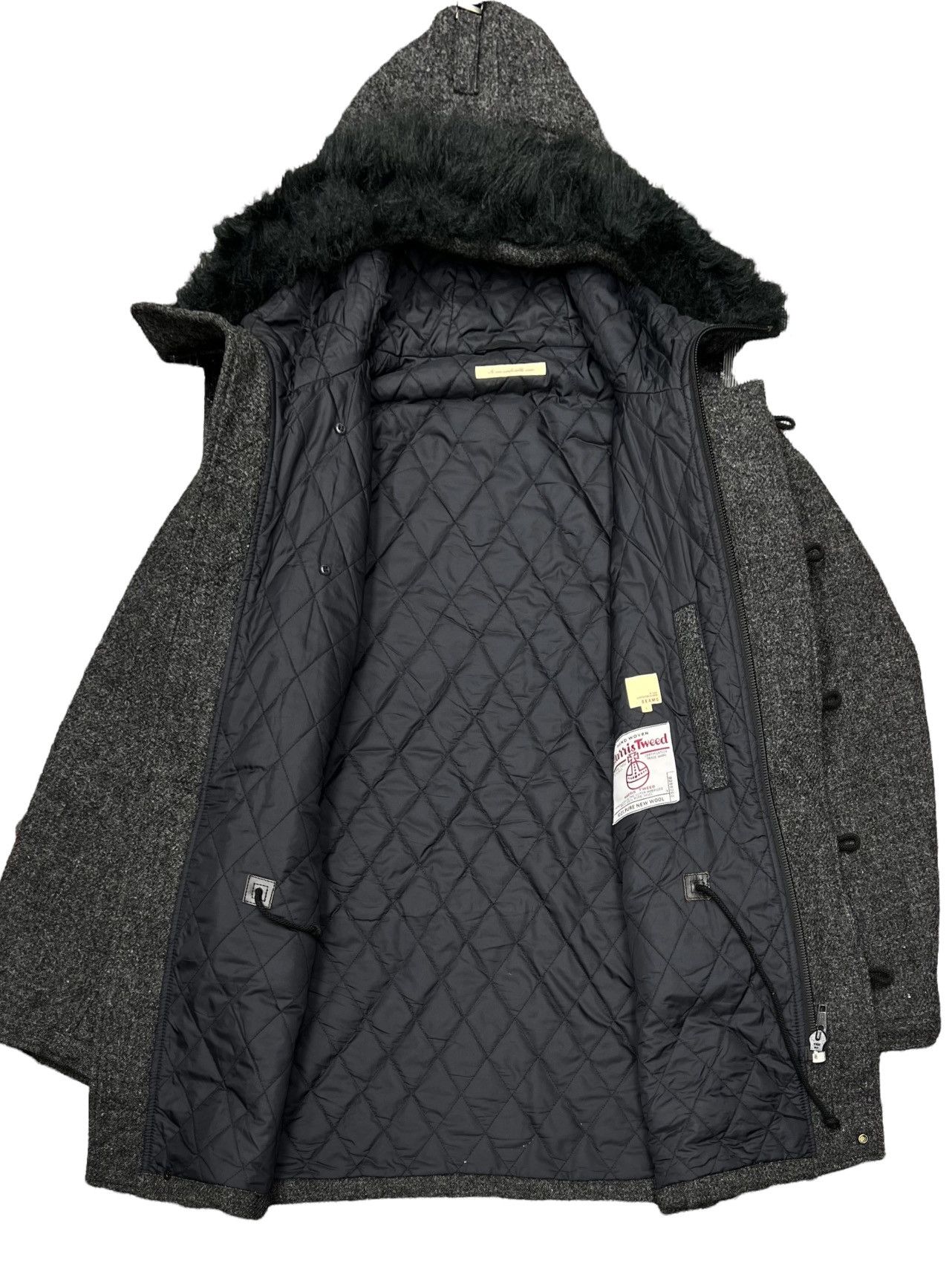 Beams Plus × Harris Tweed VINTAGE BEAMS X HARRIS TWEED JACKET WOOL FUR HOODIE COAT Size US M / EU 48-50 / 2 - 16 Thumbnail