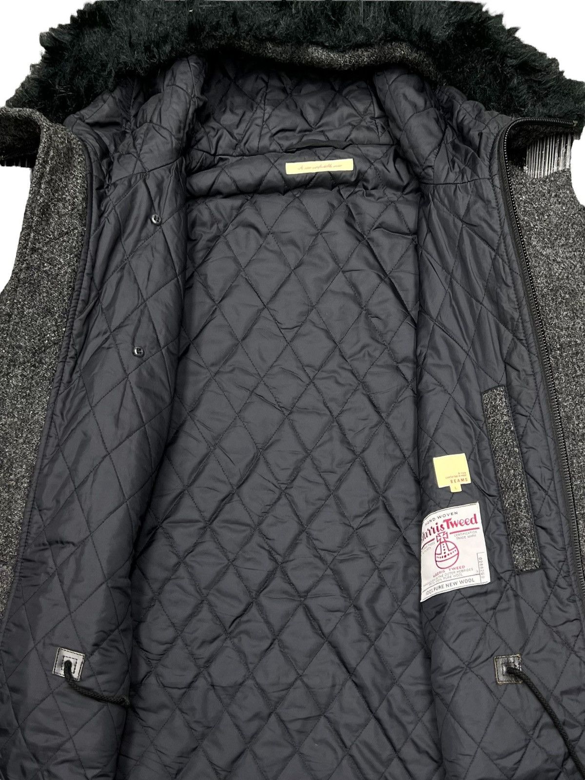 Beams Plus × Harris Tweed VINTAGE BEAMS X HARRIS TWEED JACKET WOOL FUR HOODIE COAT Size US M / EU 48-50 / 2 - 17 Thumbnail