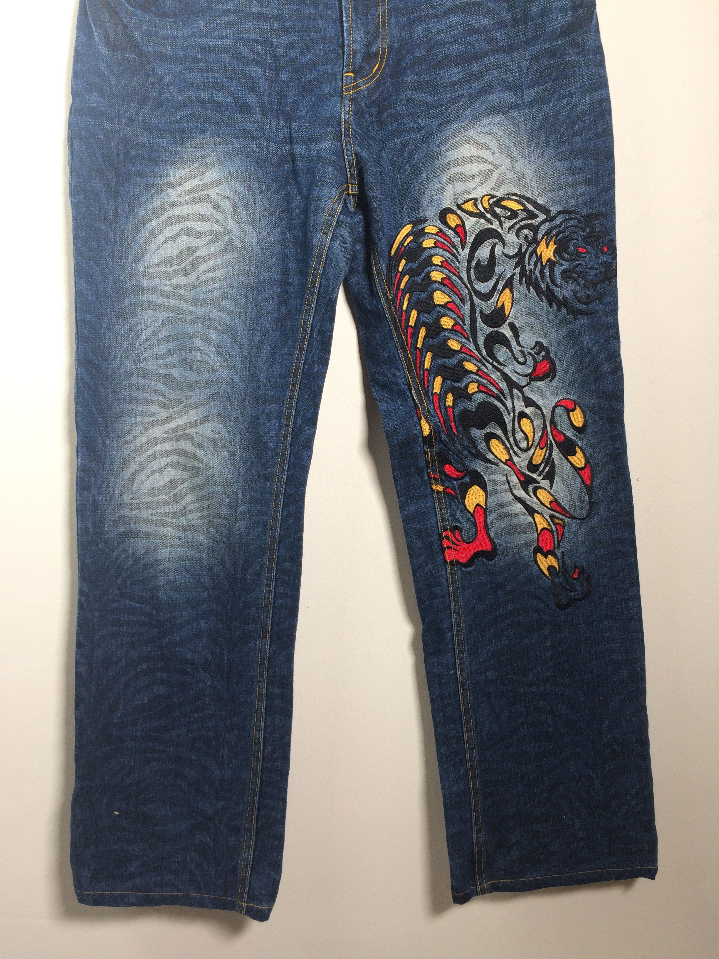 Karakuri Tamashii Karakuri Style Naminorita Tsujin Embroidered Tattoo Jeans Size US 34 / EU 50 - 6 Thumbnail