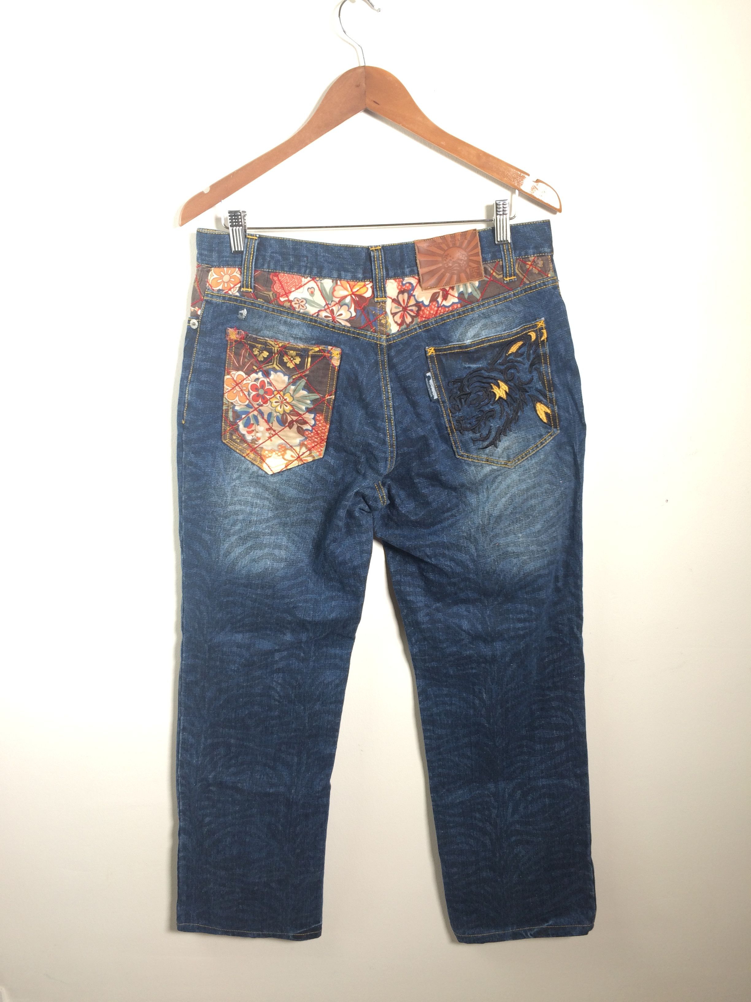 Karakuri Tamashii Karakuri Style Naminorita Tsujin Embroidered Tattoo Jeans Size US 34 / EU 50 - 10 Thumbnail