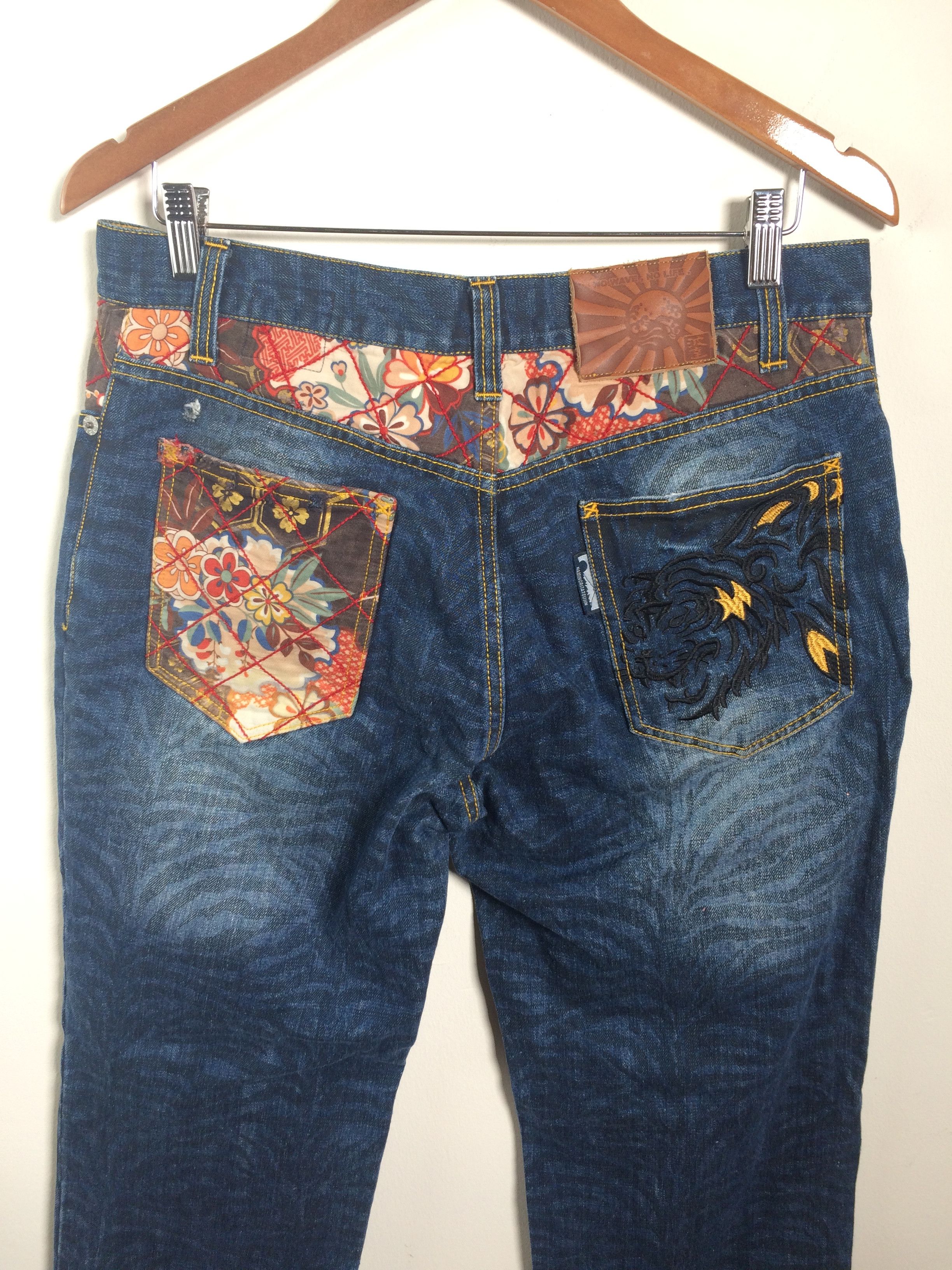 Karakuri Tamashii Karakuri Style Naminorita Tsujin Embroidered Tattoo Jeans Size US 34 / EU 50 - 12 Thumbnail