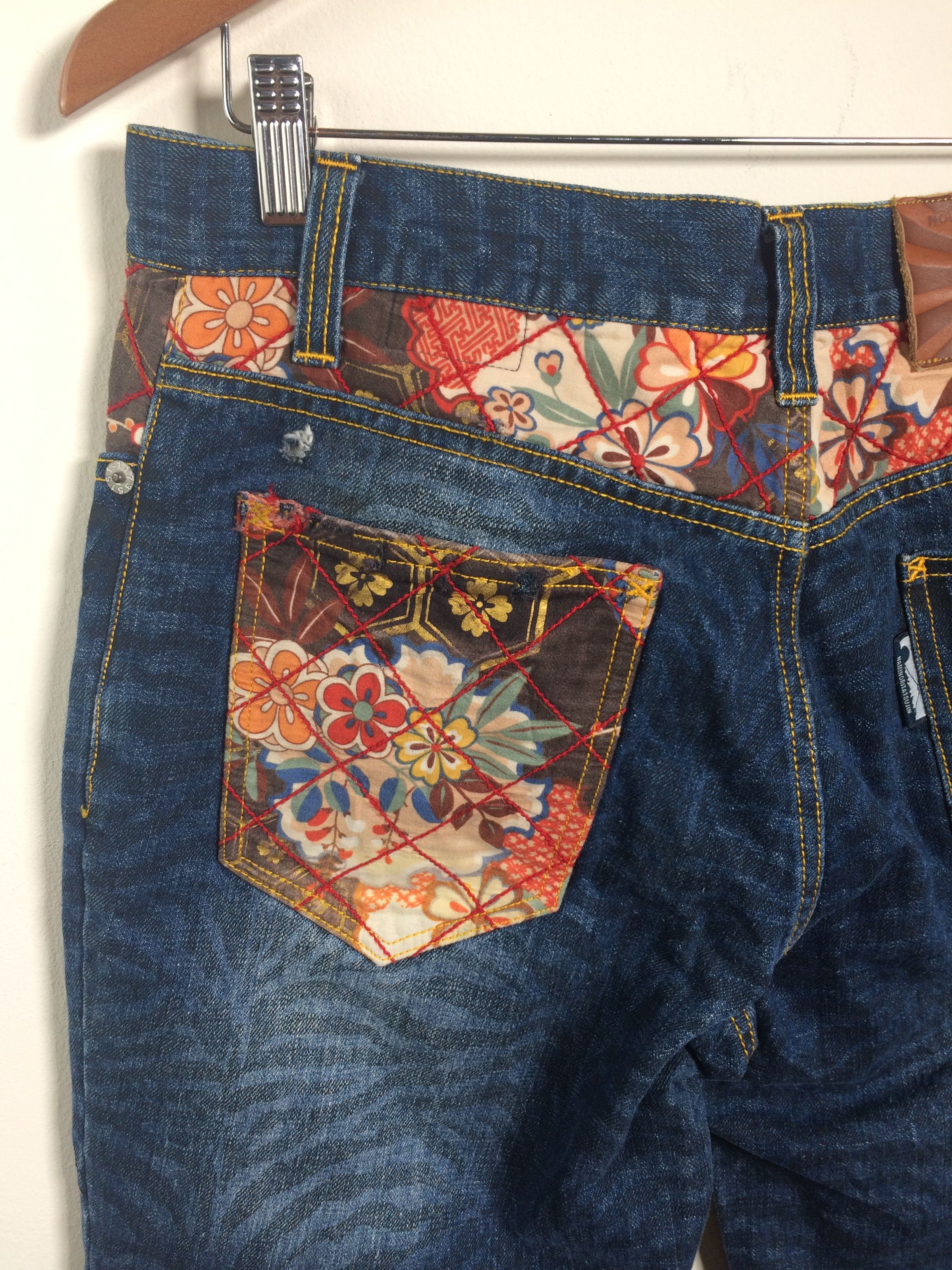 Karakuri Tamashii Karakuri Style Naminorita Tsujin Embroidered Tattoo Jeans Size US 34 / EU 50 - 18 Thumbnail