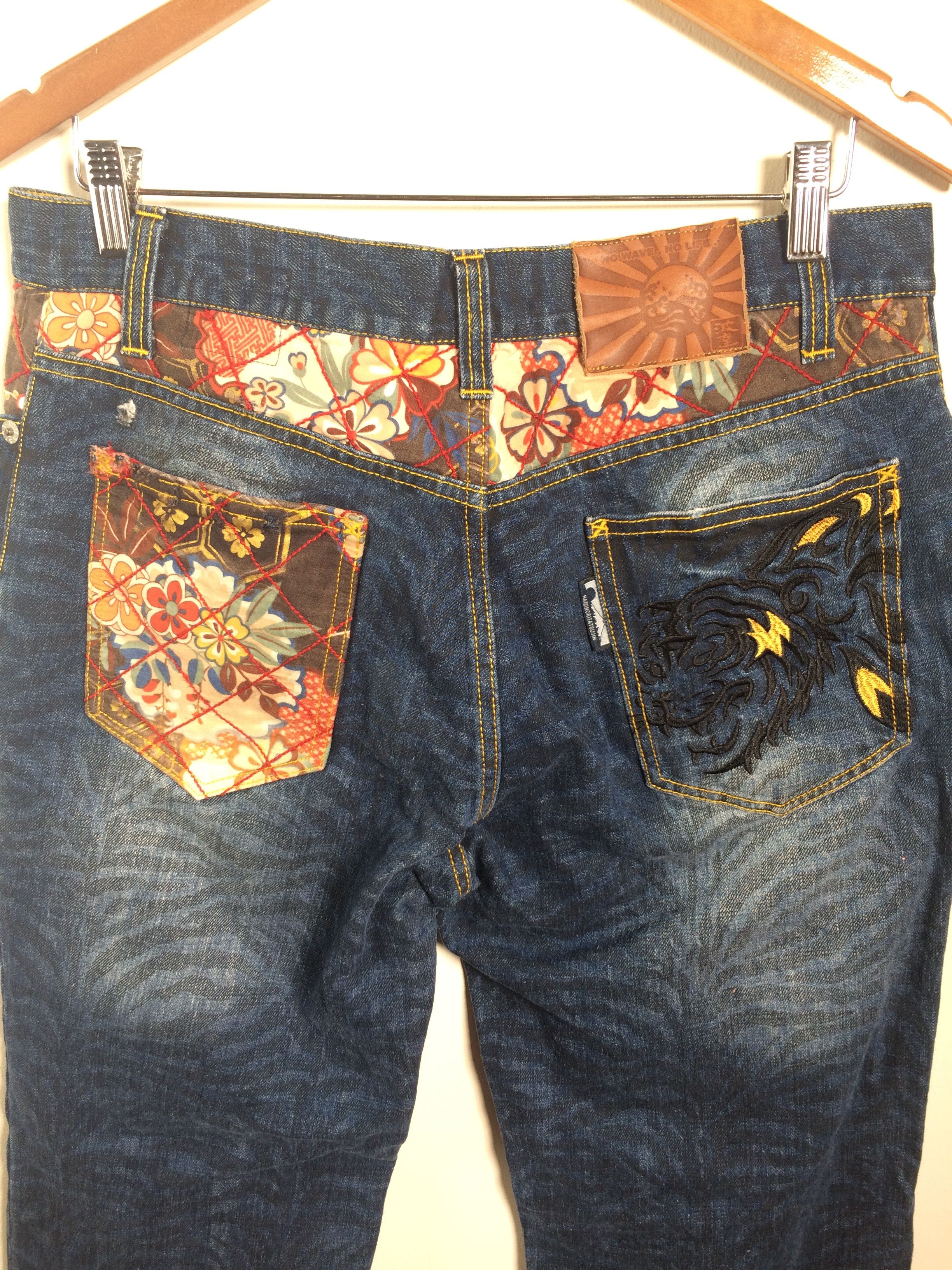 Karakuri Tamashii Karakuri Style Naminorita Tsujin Embroidered Tattoo Jeans Size US 34 / EU 50 - 19 Thumbnail