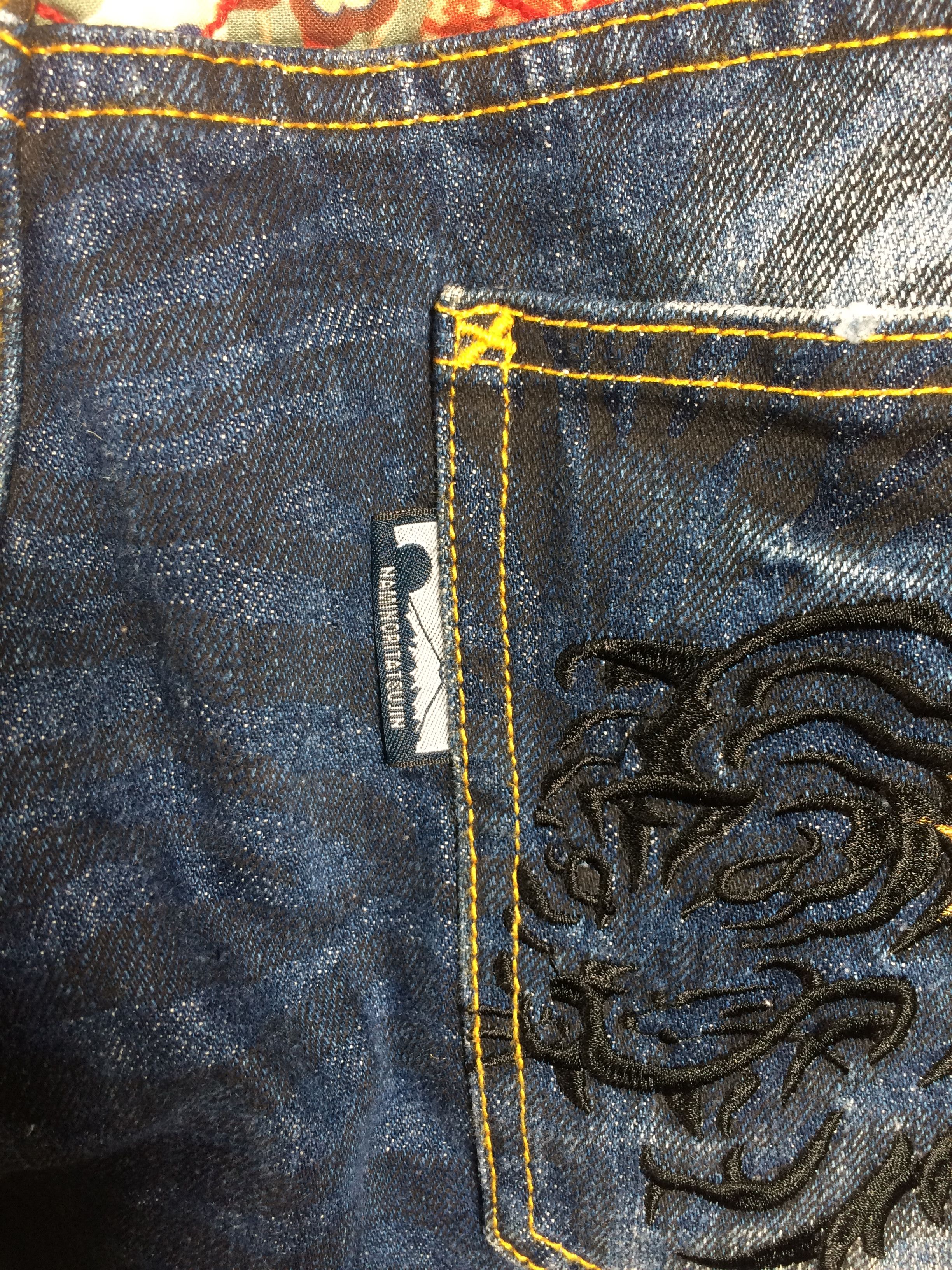 Karakuri Tamashii Karakuri Style Naminorita Tsujin Embroidered Tattoo Jeans Size US 34 / EU 50 - 17 Thumbnail