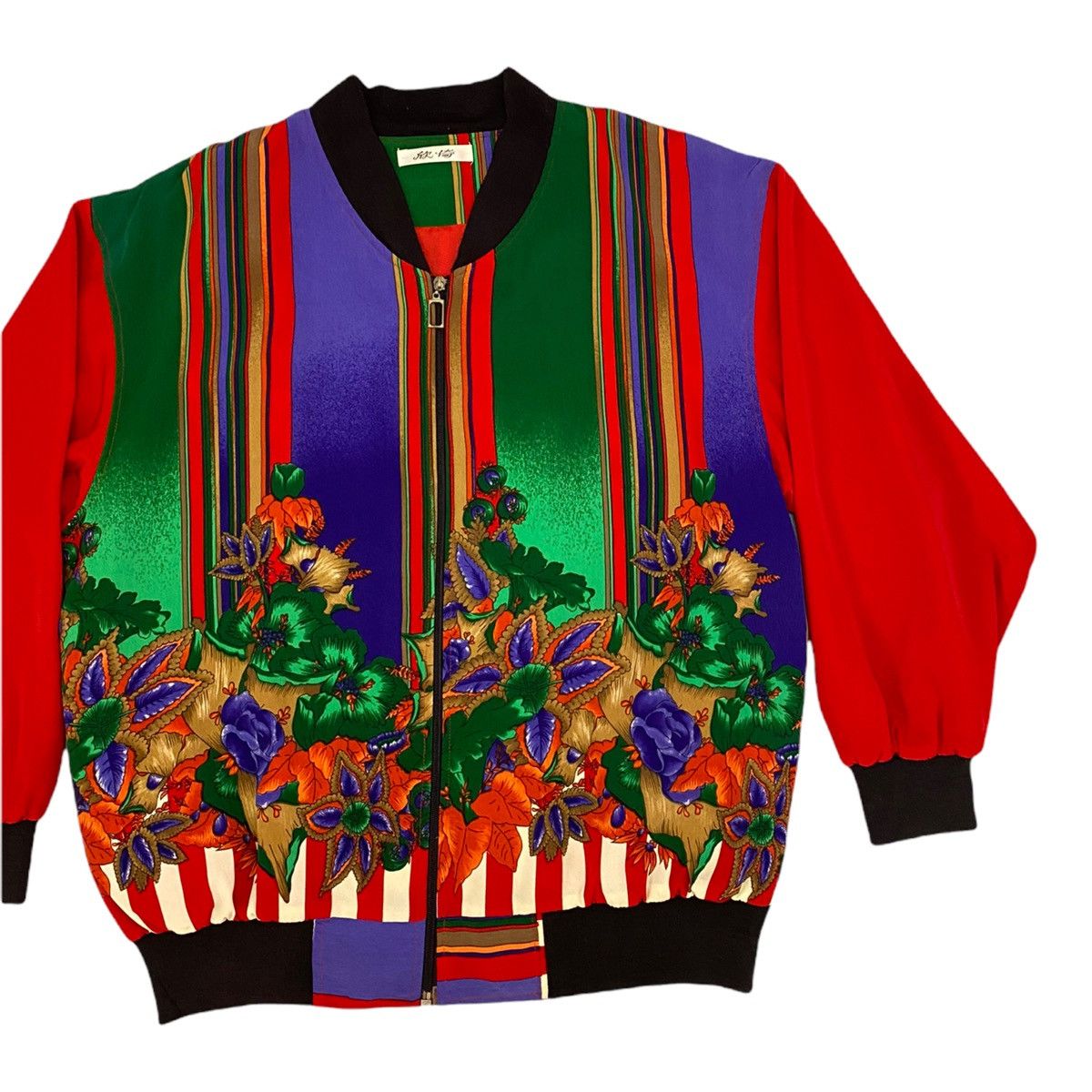 If Six Was Nine GRAIL🔥JAPANESE COLOURFUL FLOWER PRINT SILK BOMBER JACKET Size US M / EU 48-50 / 2 - 12 Thumbnail