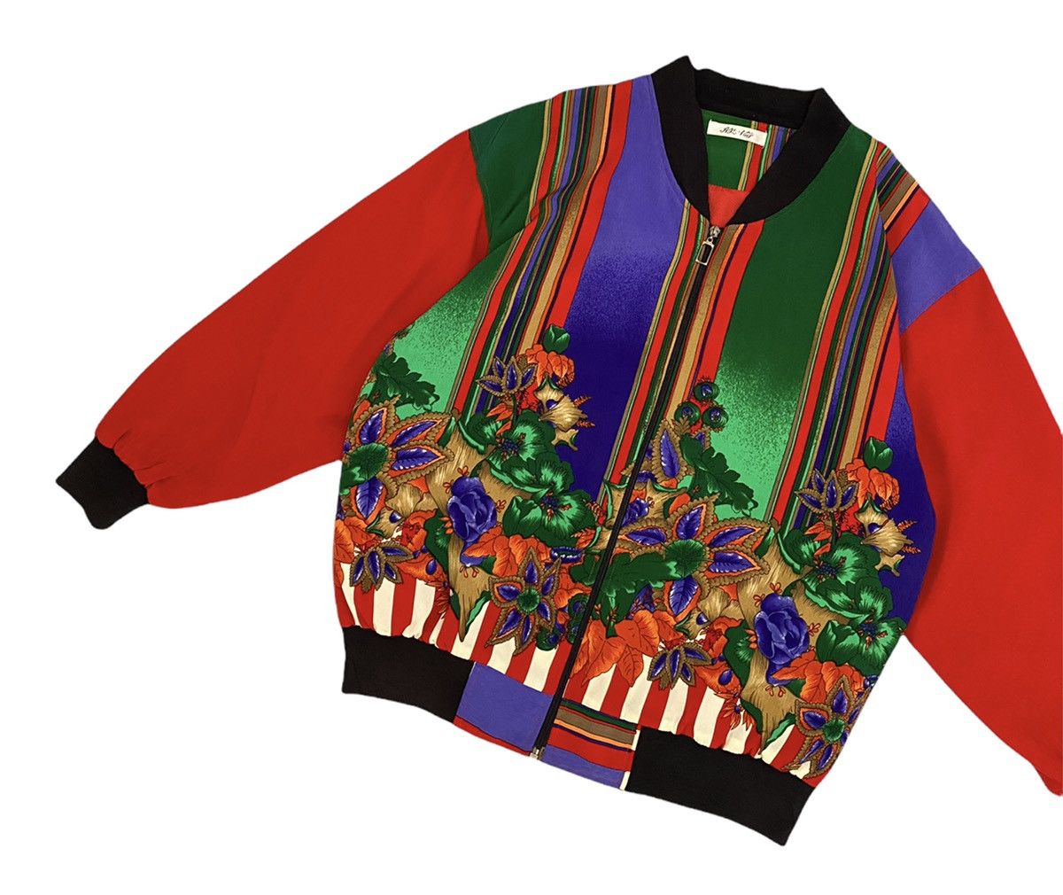 If Six Was Nine GRAIL🔥JAPANESE COLOURFUL FLOWER PRINT SILK BOMBER JACKET Size US M / EU 48-50 / 2 - 8 Thumbnail