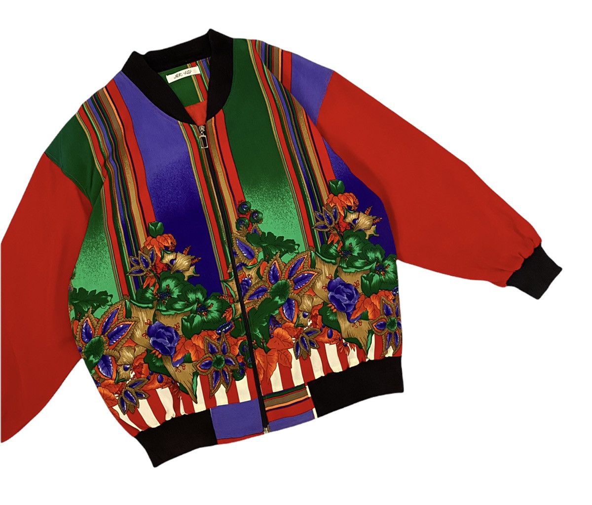 If Six Was Nine GRAIL🔥JAPANESE COLOURFUL FLOWER PRINT SILK BOMBER JACKET Size US M / EU 48-50 / 2 - 9 Thumbnail