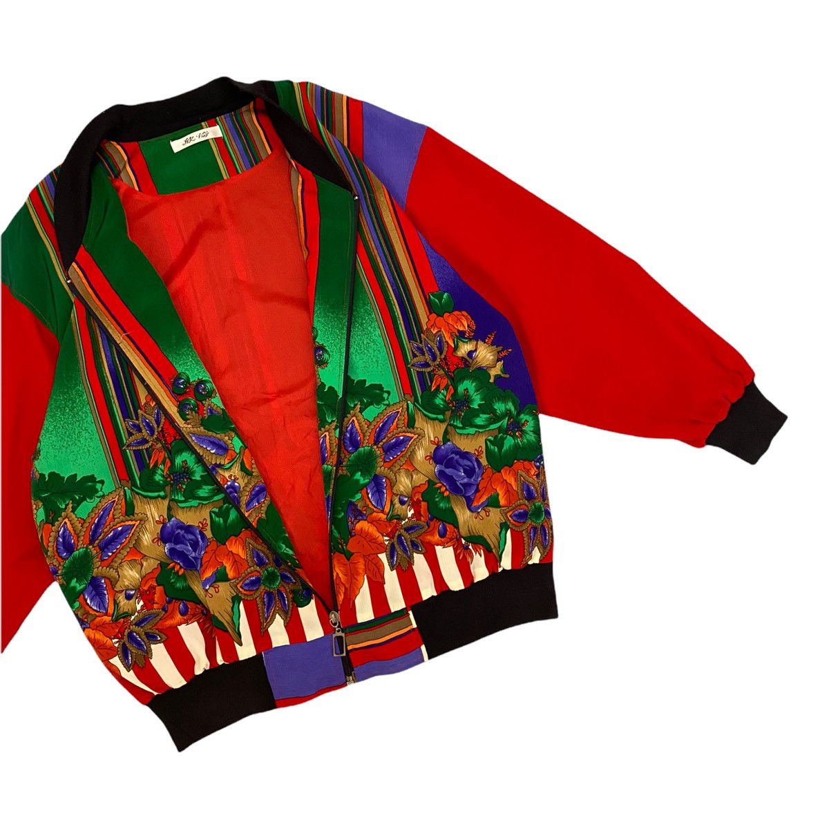 If Six Was Nine GRAIL🔥JAPANESE COLOURFUL FLOWER PRINT SILK BOMBER JACKET Size US M / EU 48-50 / 2 - 5 Thumbnail