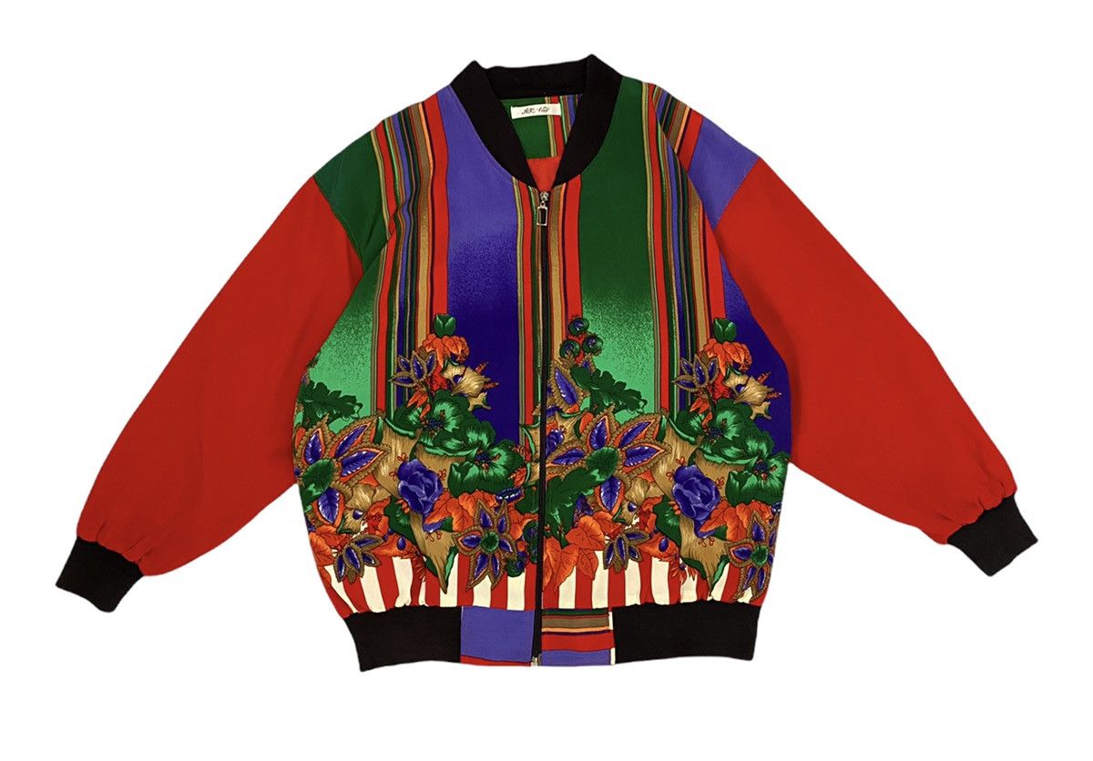 If Six Was Nine GRAIL🔥JAPANESE COLOURFUL FLOWER PRINT SILK BOMBER JACKET Size US M / EU 48-50 / 2 - 10 Thumbnail