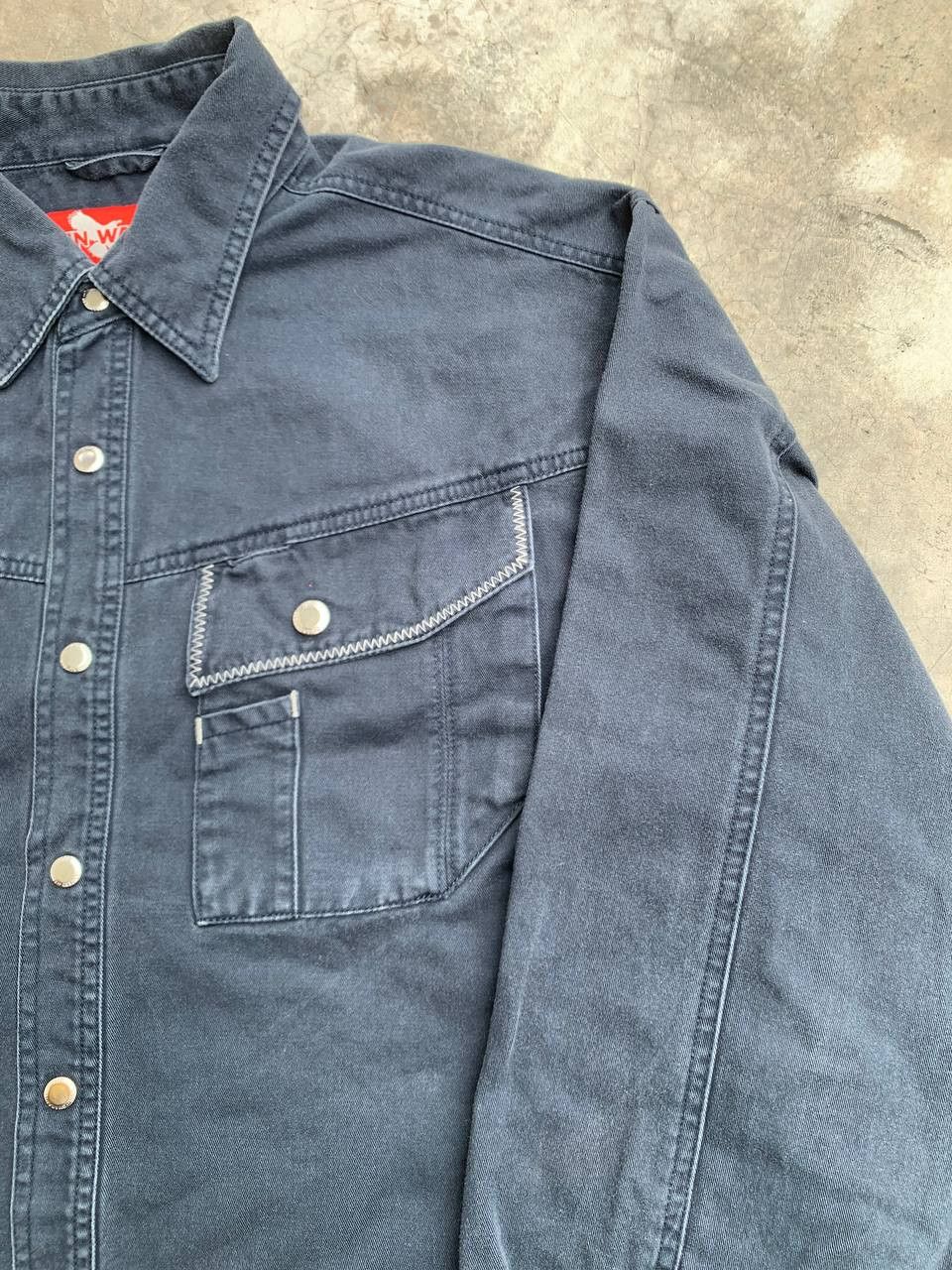 Japanese Brand Vintage Baggy Gin Wash Snap Button Work Shirt Jacket Size US L / EU 52-54 / 3 - 4 Thumbnail