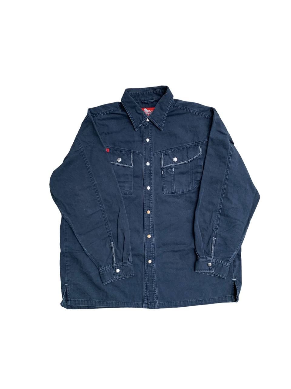 Japanese Brand Vintage Baggy Gin Wash Snap Button Work Shirt Jacket Size US L / EU 52-54 / 3 - 2 Thumbnail