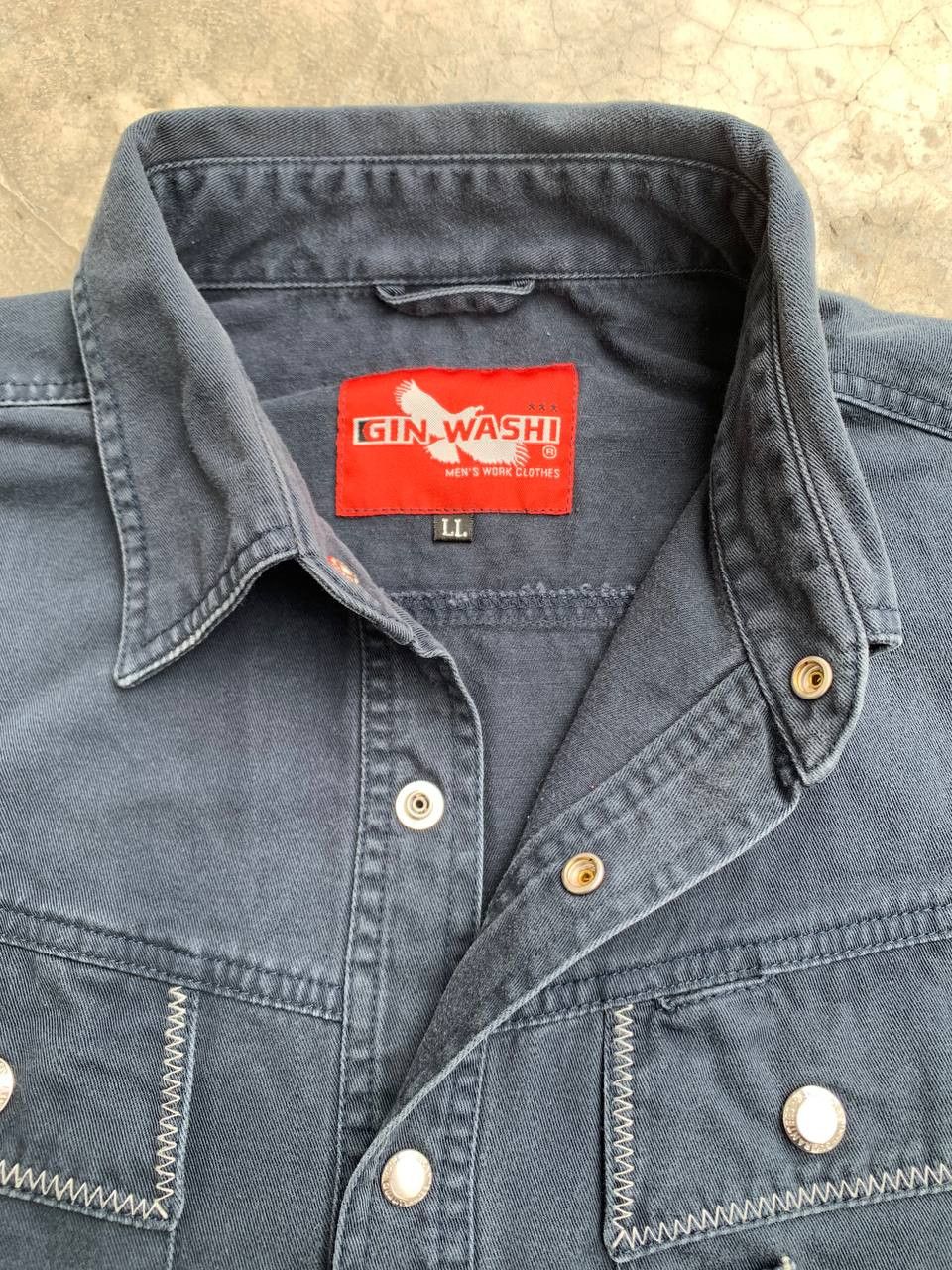 Japanese Brand Vintage Baggy Gin Wash Snap Button Work Shirt Jacket Size US L / EU 52-54 / 3 - 8 Thumbnail