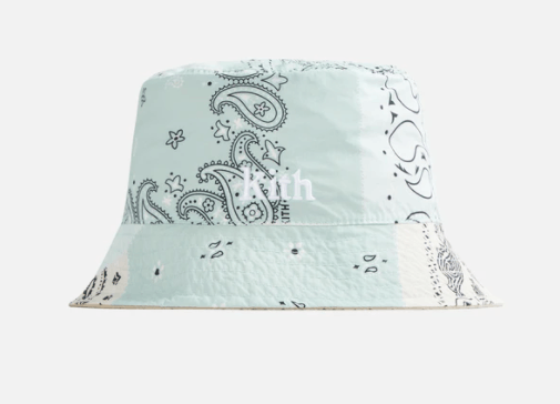 image of Kith Deconstructed Bandana Reversible Bucket Hat in Mint, Men's
