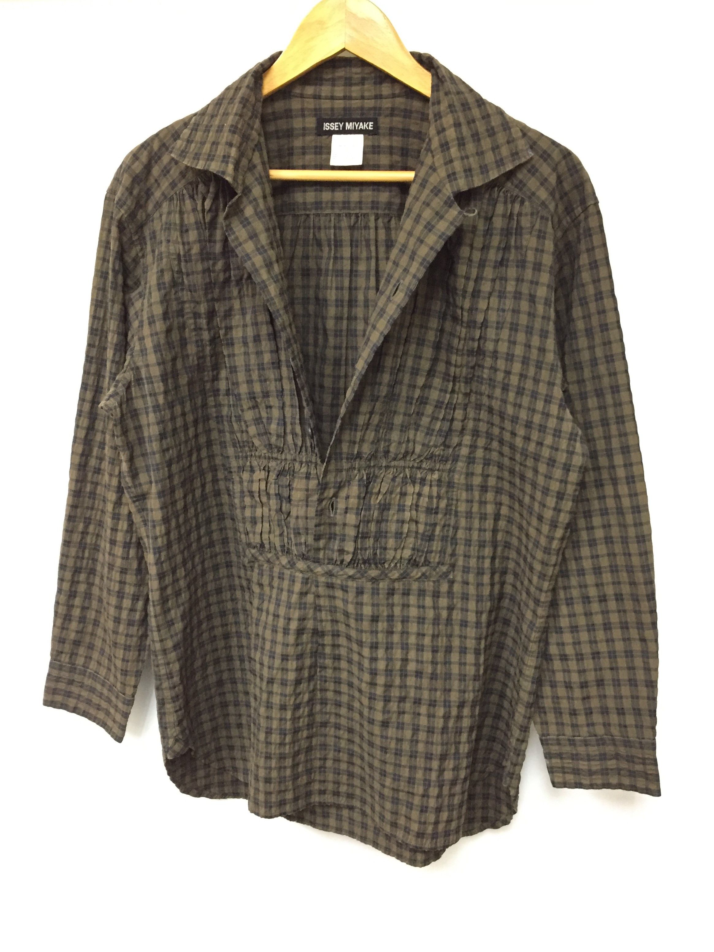 Issey Miyake SS93 Checkered Pleat half Button shirt Size US M / EU 48-50 / 2 - 1 Thumbnail