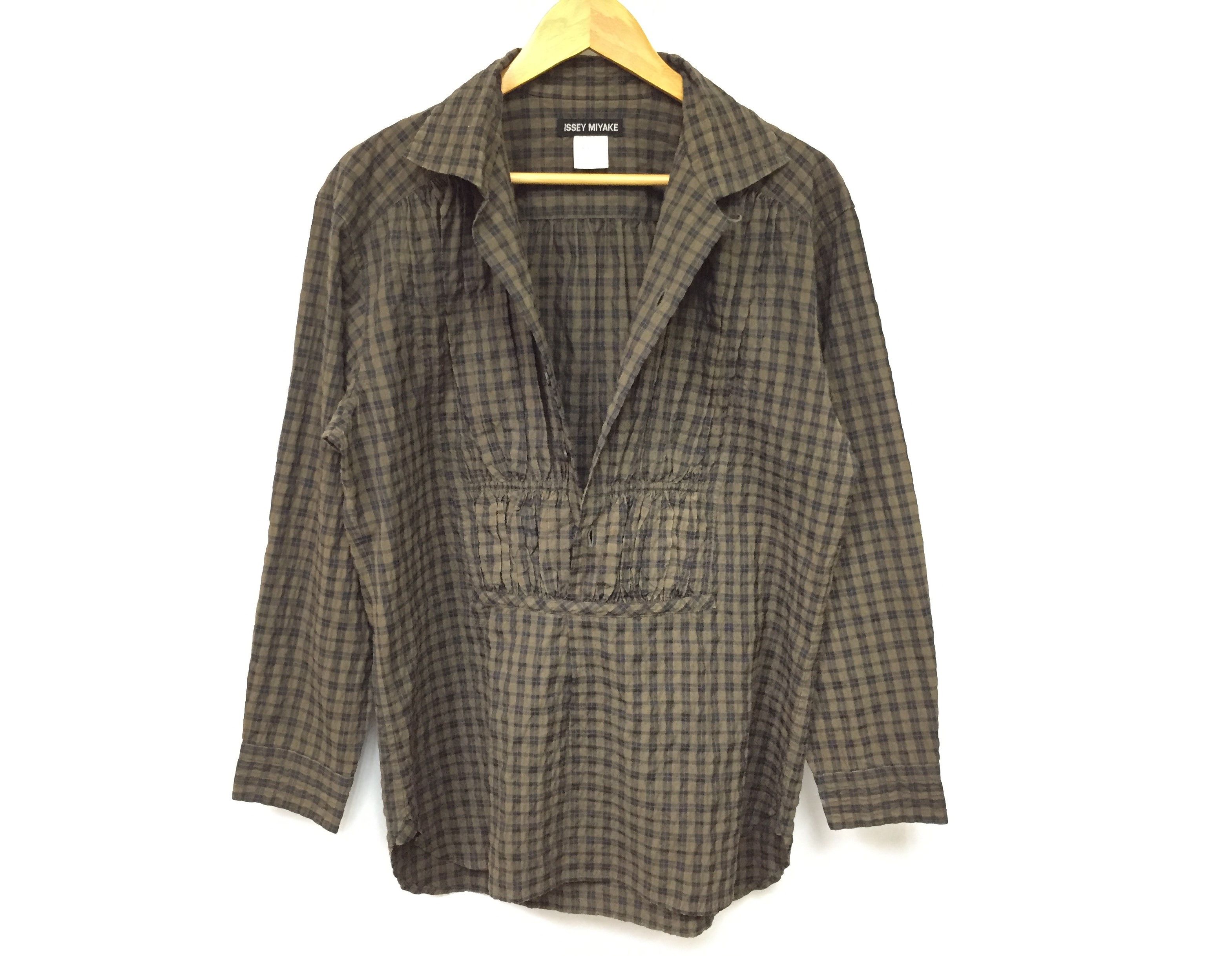 Issey Miyake SS93 Checkered Pleat half Button shirt Size US M / EU 48-50 / 2 - 2 Thumbnail