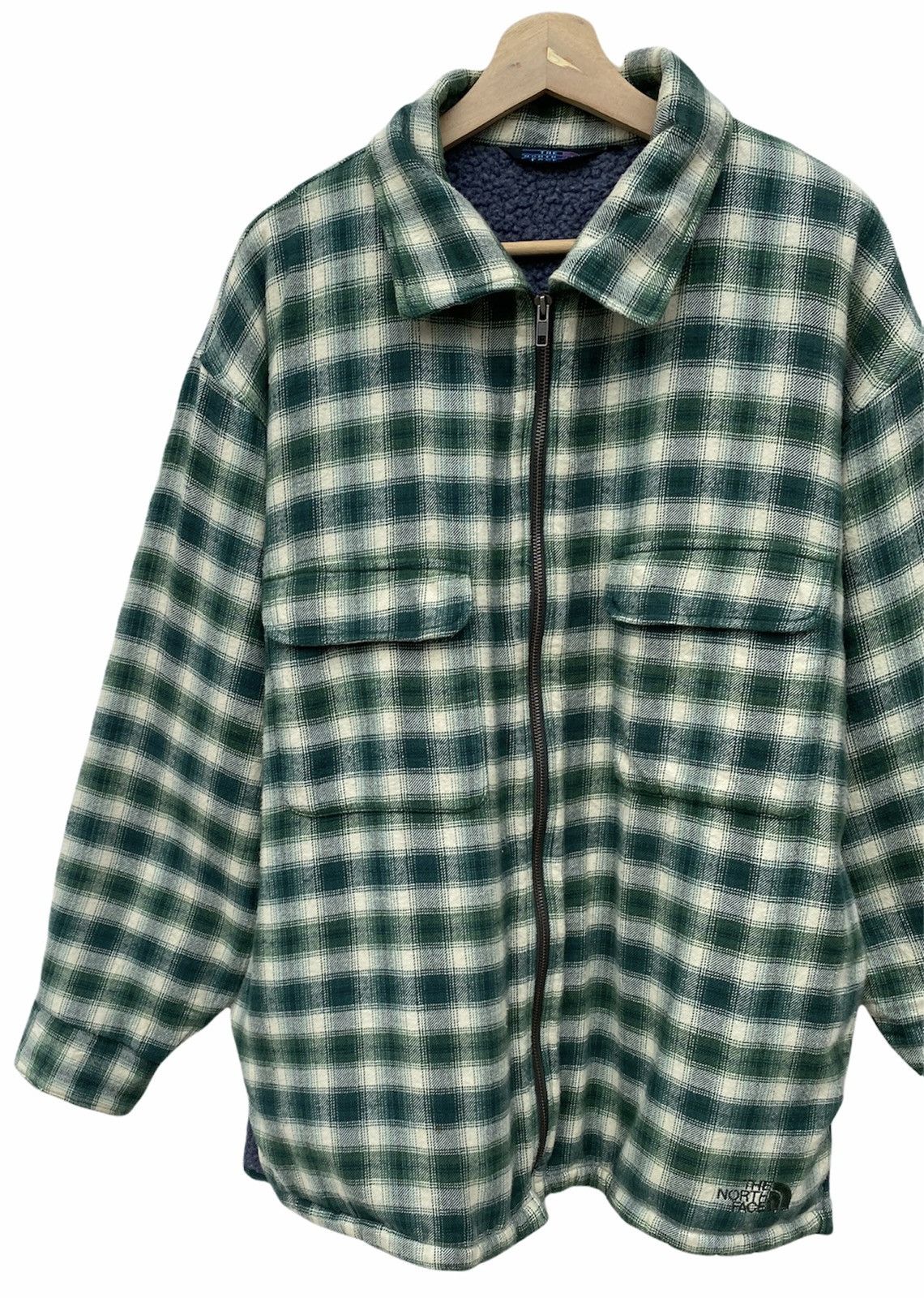 The North Face 🔥THE NORTH FACE GREEN PLAID FLANNEL ZIPPER SHERPA JACKET Size US XL / EU 56 / 4 - 7 Thumbnail