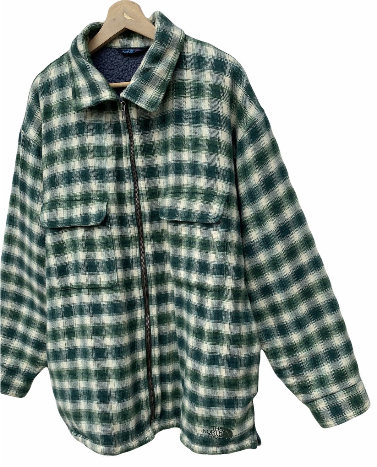 The North Face 🔥THE NORTH FACE GREEN PLAID FLANNEL ZIPPER SHERPA JACKET Size US XL / EU 56 / 4 - 6 Thumbnail