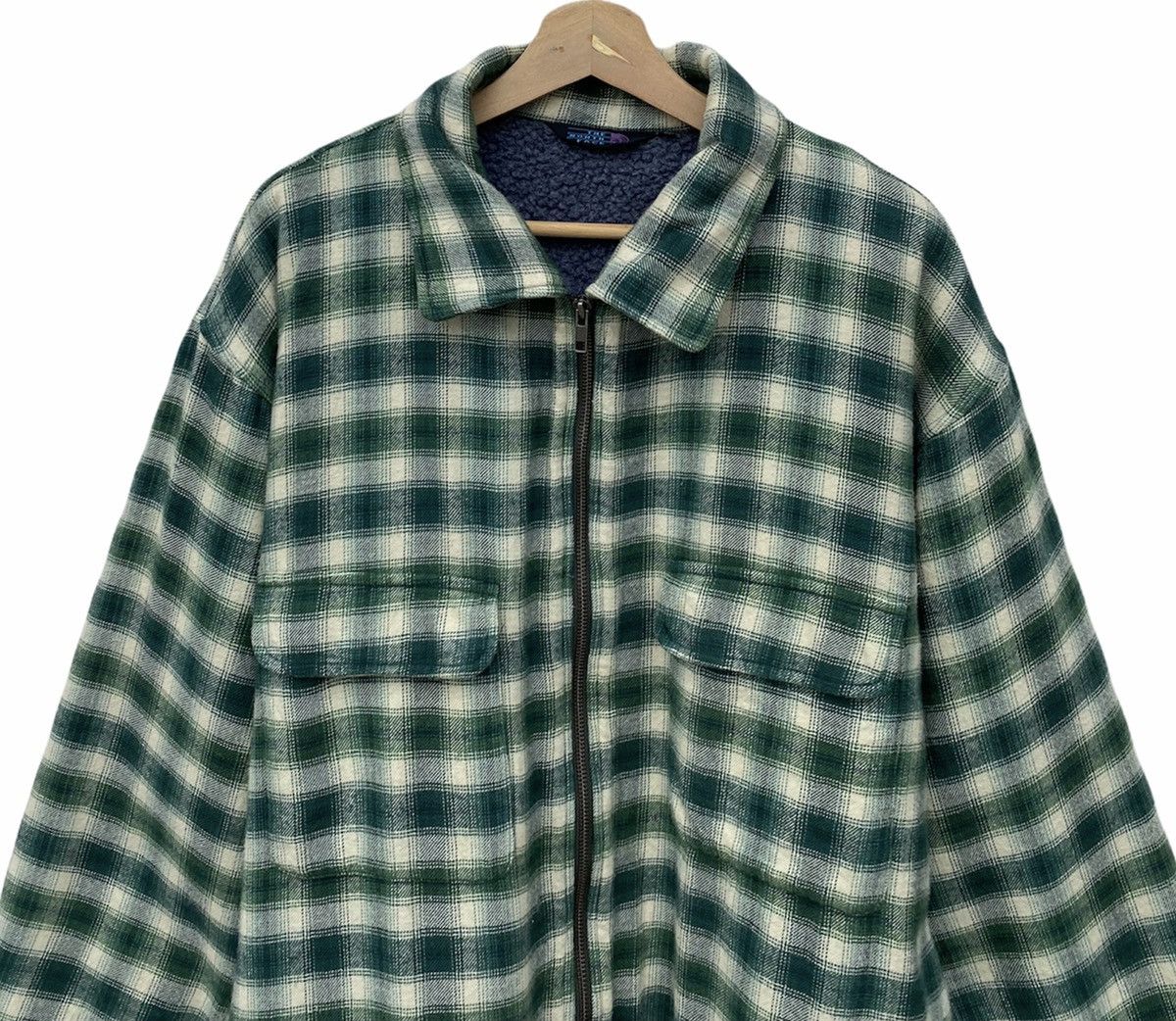 The North Face 🔥THE NORTH FACE GREEN PLAID FLANNEL ZIPPER SHERPA JACKET Size US XL / EU 56 / 4 - 2 Thumbnail