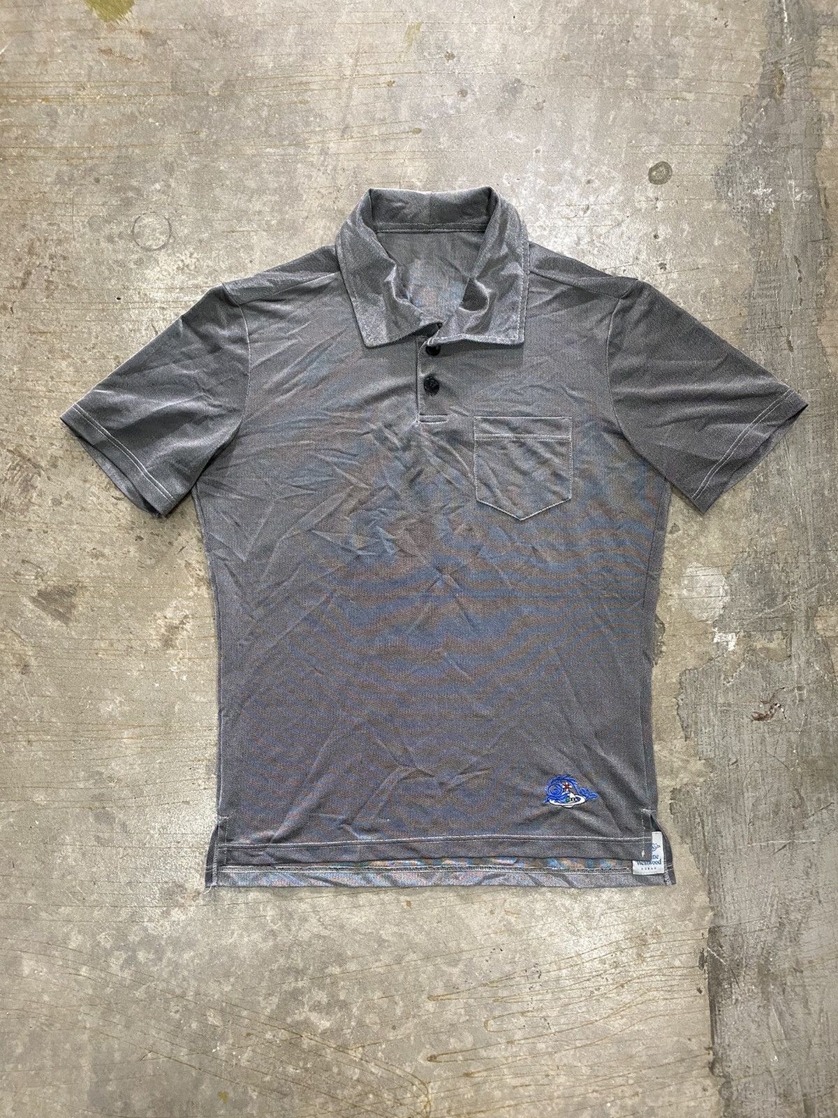 Vivienne Westwood Embroidered logo Silver Blend Nylon Polyester polo Size US M / EU 48-50 / 2 - 2 Thumbnail