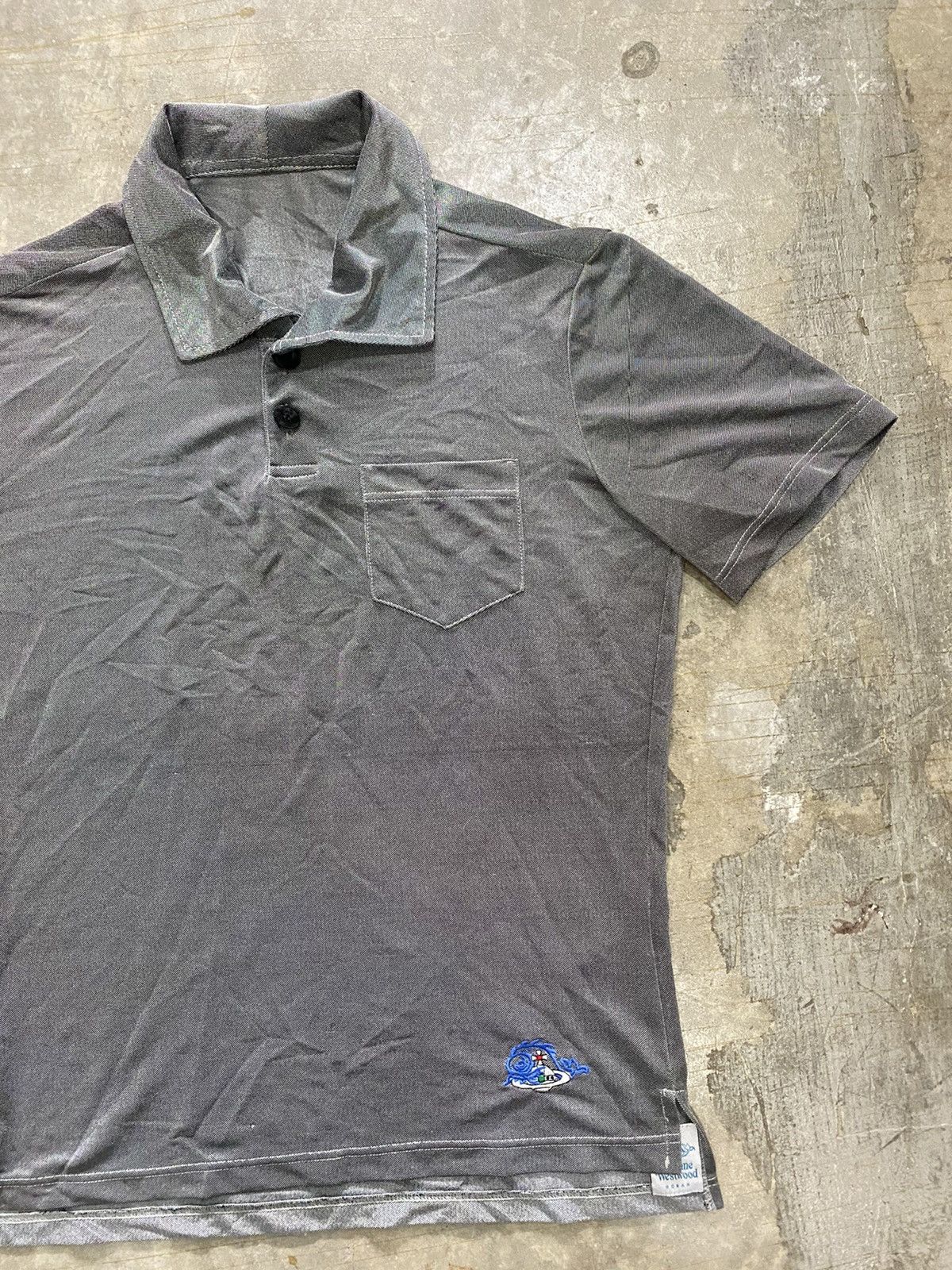 Vivienne Westwood Embroidered logo Silver Blend Nylon Polyester polo Size US M / EU 48-50 / 2 - 3 Thumbnail