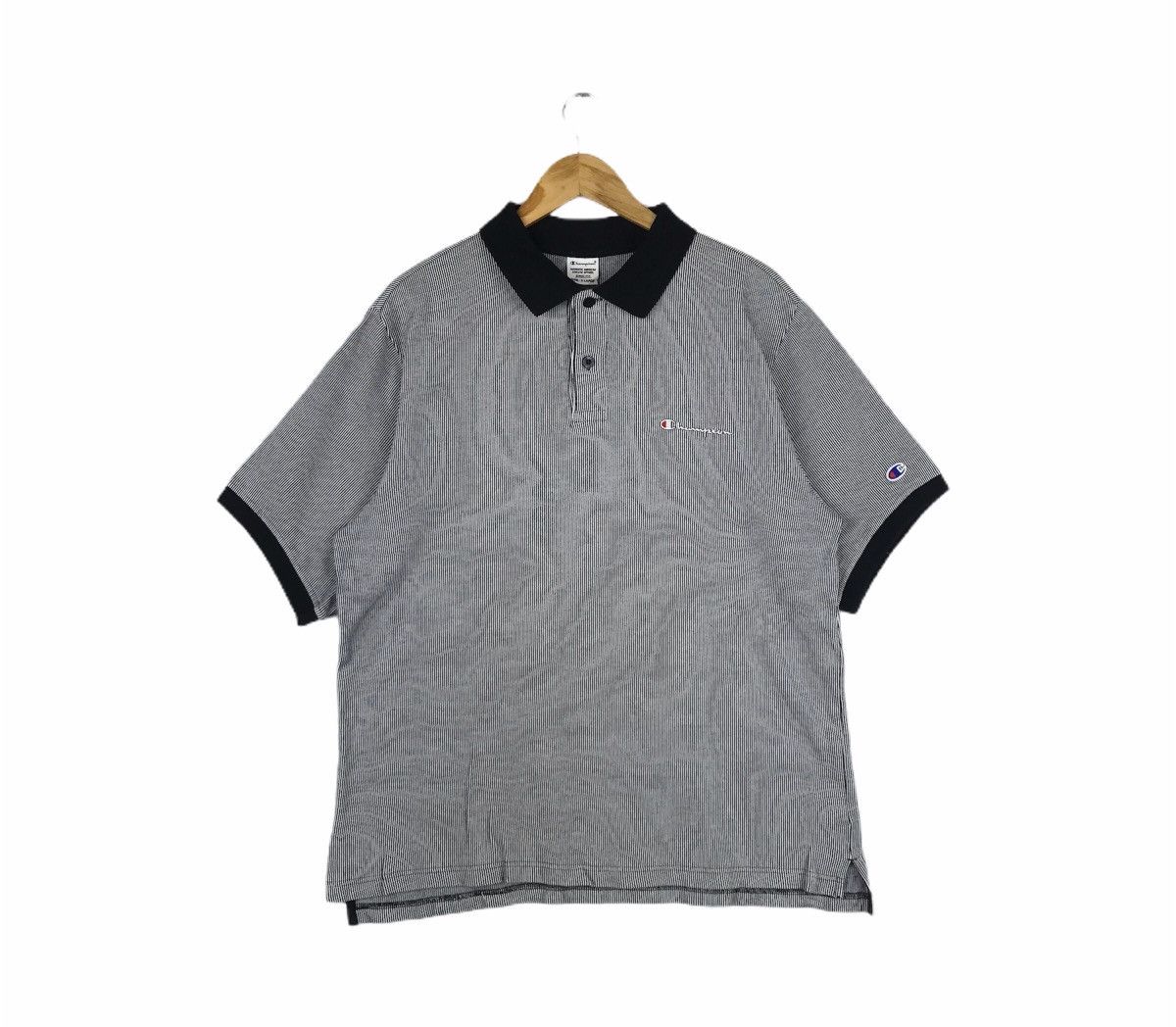 Champion Vintage 90s Champion Script Minimalist Polos Collar T-shirt Size US L / EU 52-54 / 3 - 1 Thumbnail