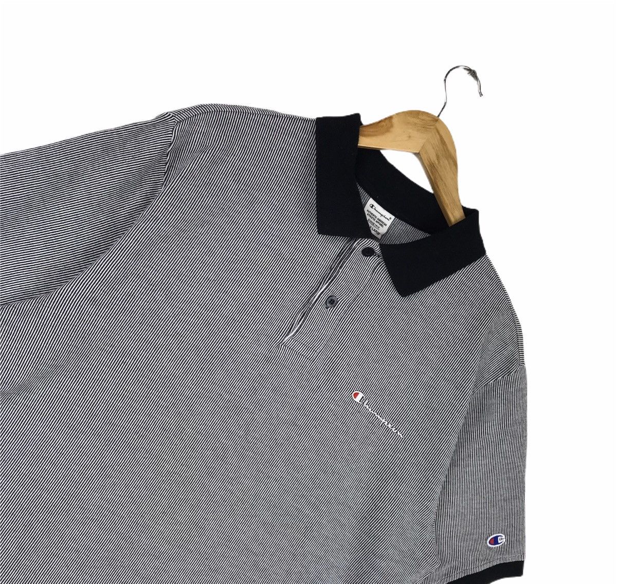 Champion Vintage 90s Champion Script Minimalist Polos Collar T-shirt Size US L / EU 52-54 / 3 - 3 Thumbnail