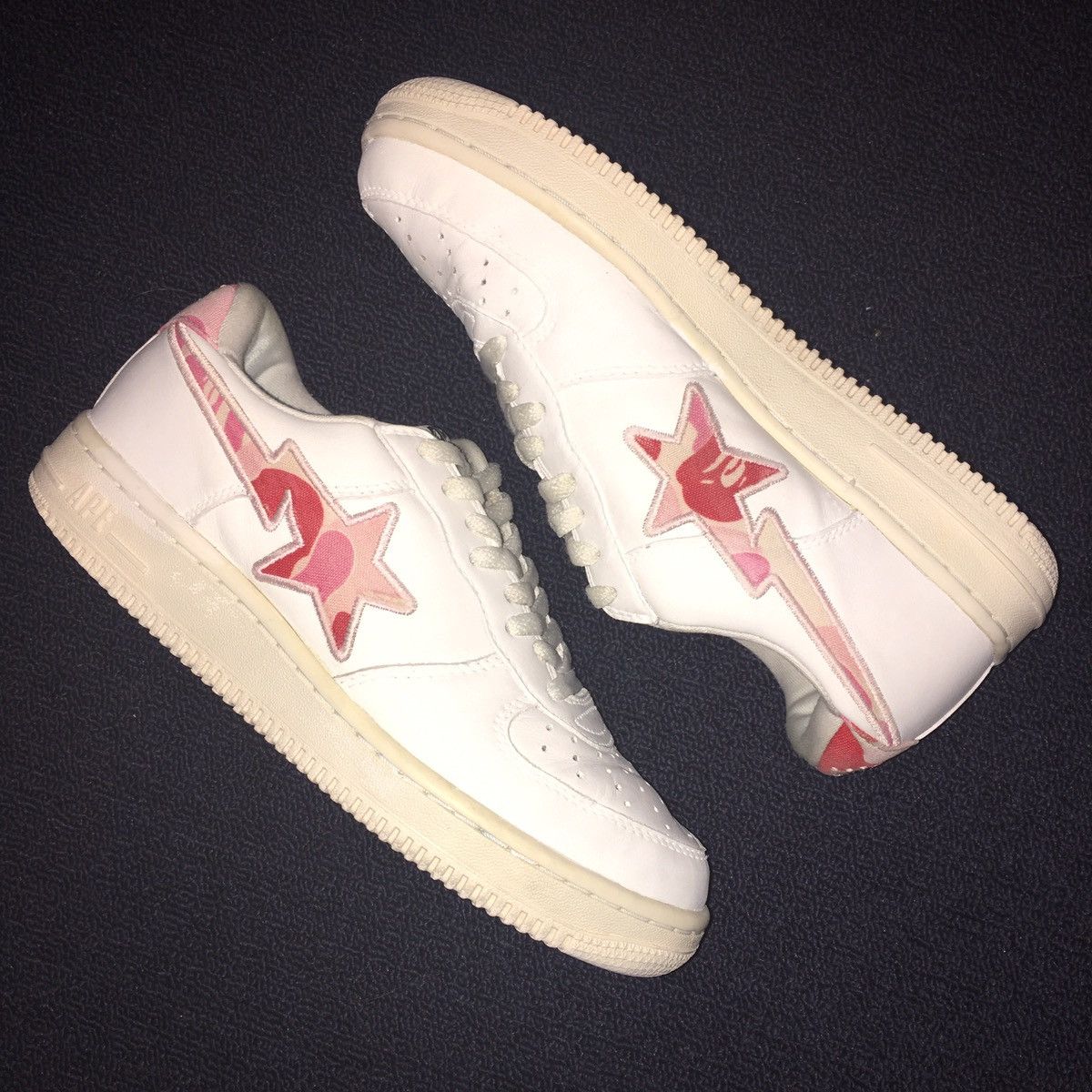 Bape RARE OG A BATHING APE BAPESTA PINK CAMO CANVAS LEATHER SHOES Size US 8.5 / EU 41-42 - 1 Thumbnail