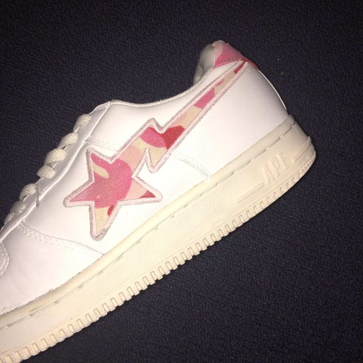 Bape RARE OG A BATHING APE BAPESTA PINK CAMO CANVAS LEATHER SHOES Size US 8.5 / EU 41-42 - 7 Thumbnail